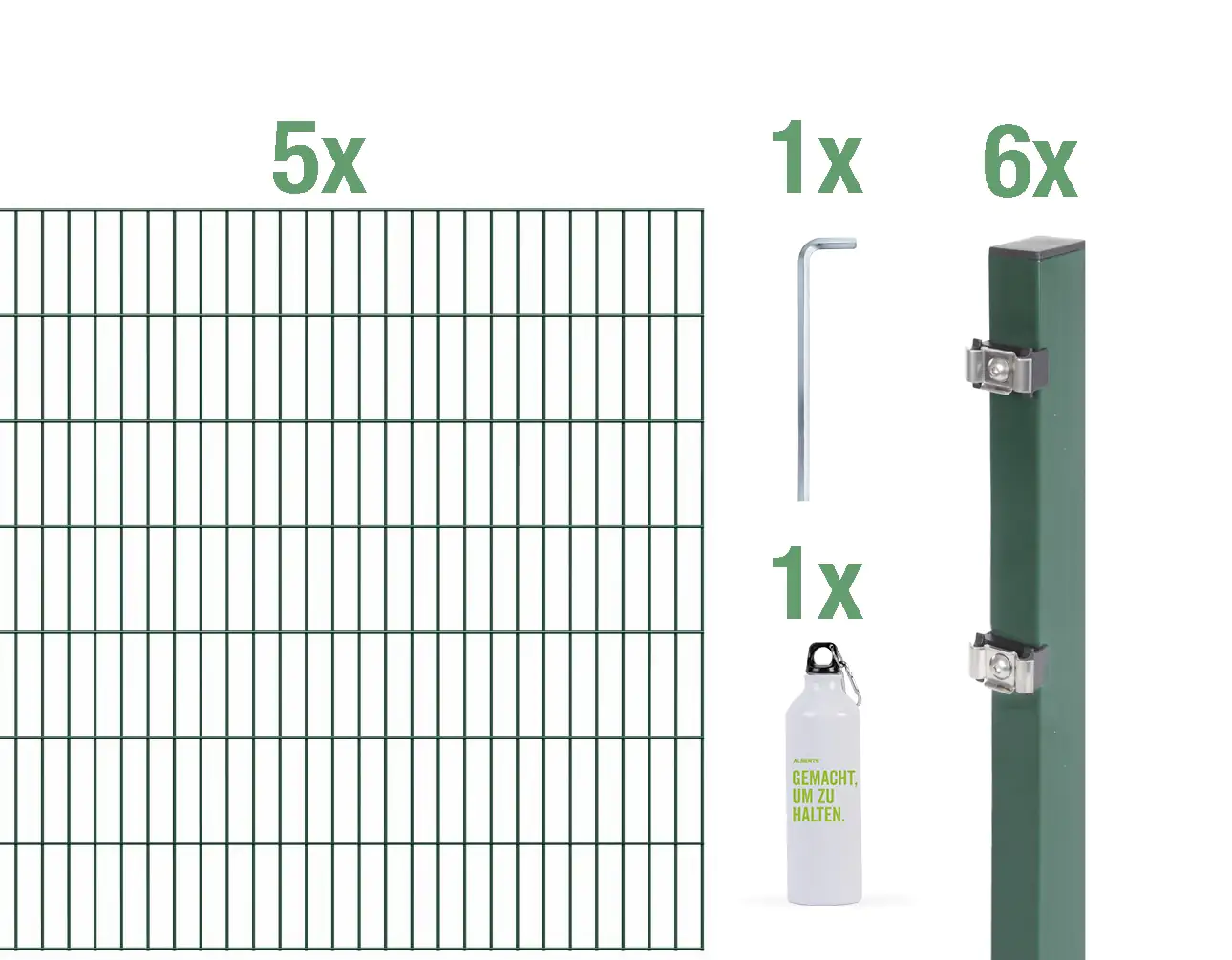 Alberts Komplettset Doppelstabmatten 10 m 140 cm 6/5/6 grün