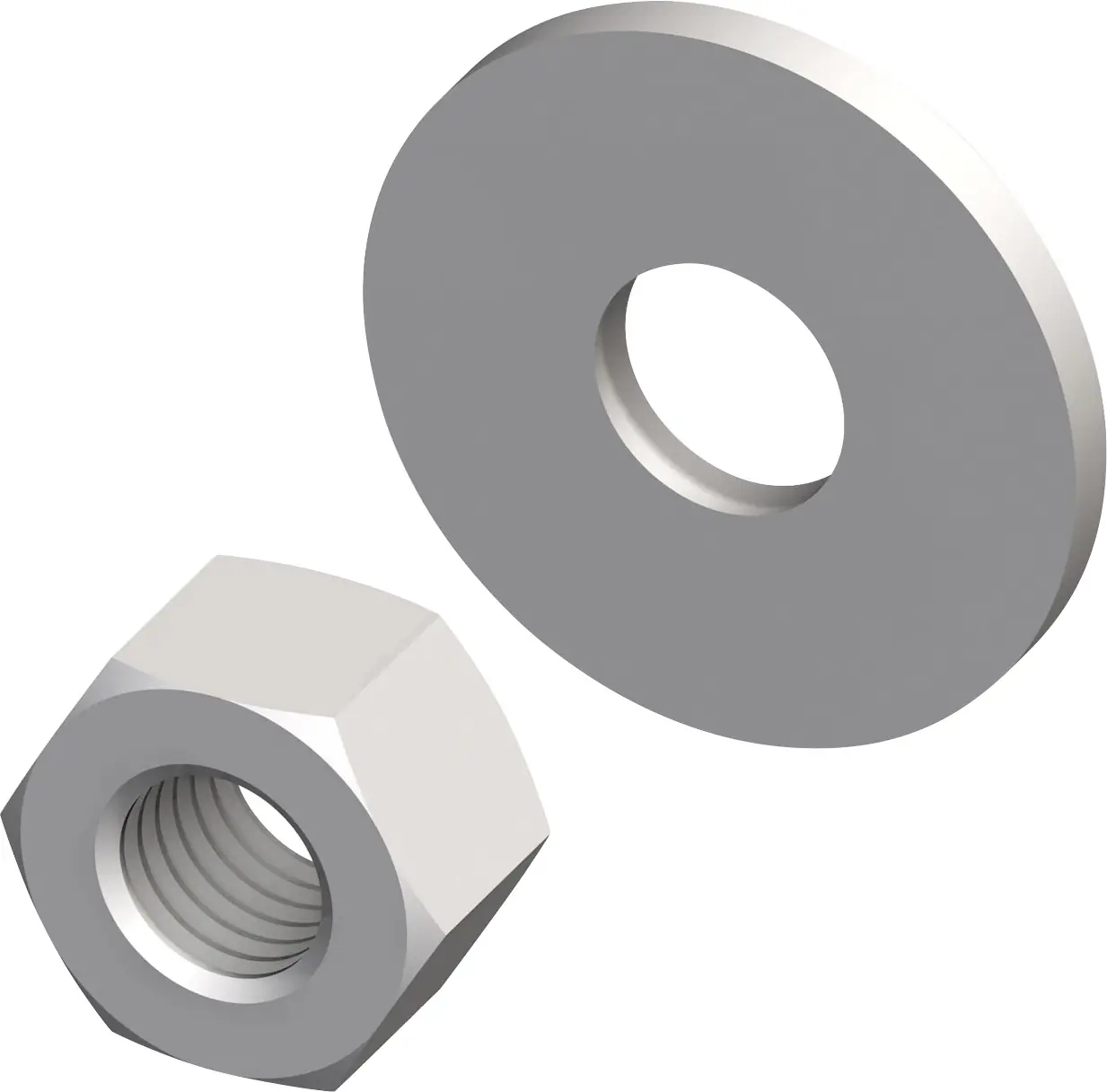 alfer Set: Sechskantmuttern mit Unterlegscheiben M8, EdelStahl roh natur