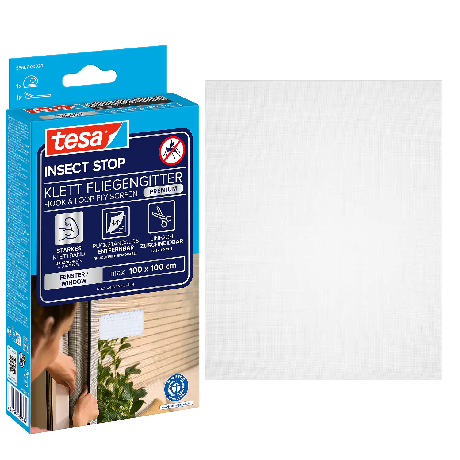 tesa Insektenschutz-Fenster COMFORT 100 x 100 cm weiß 