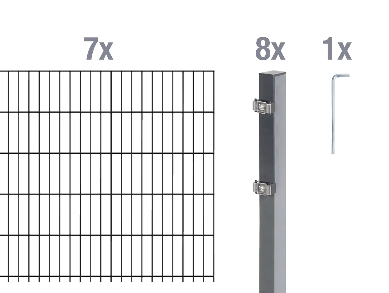 Alberts Doppelstabmatten-Grundset 14 m 200 x 100 cm 6/5/6 feuerverzinkt