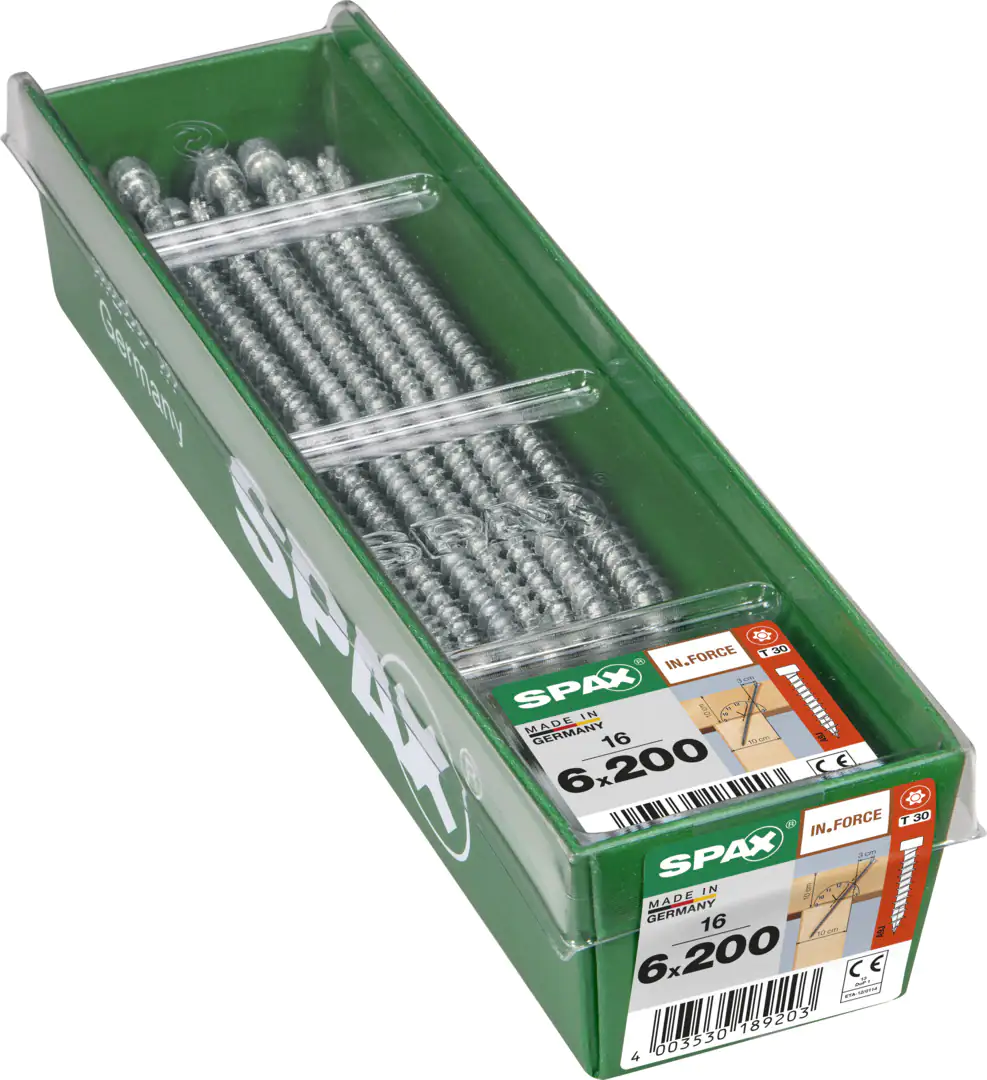Spax Holzbauschrauben 6.0 x 200 mm TX 30 Zylinderkopf - 16 Stk.