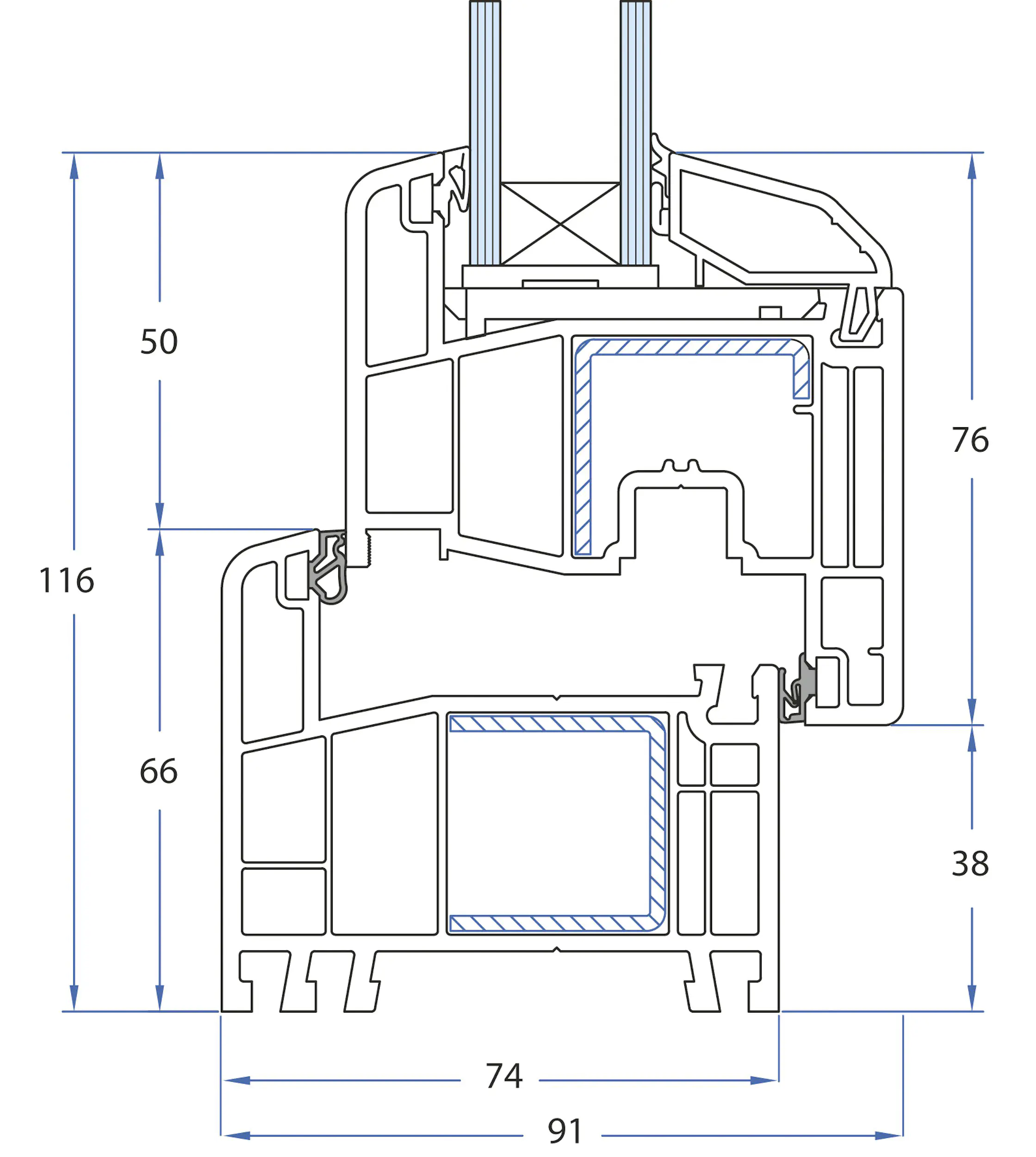  Kunststofffenster Dreh-Kipp, DIN links, weiß, Serie G74/2, Modell 01
