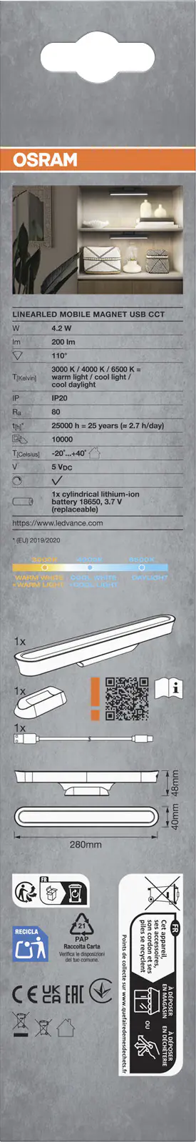 Osram LED Unterbauleuchte Linear Mobile Magnet USB 4,2 Watt 28 cm Osram LED Unterbauleuchte Linear Mobile Magnet USB 4,2 Watt 28 cm