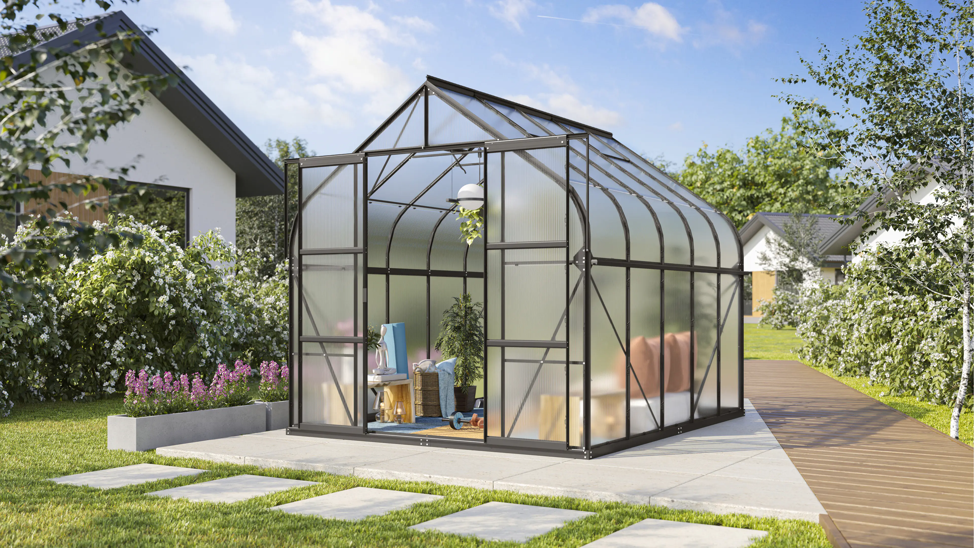 Vitavia Gewächshaus-Set Dione 8300 HKP 4 mm schwarz 254 x 316 cm 