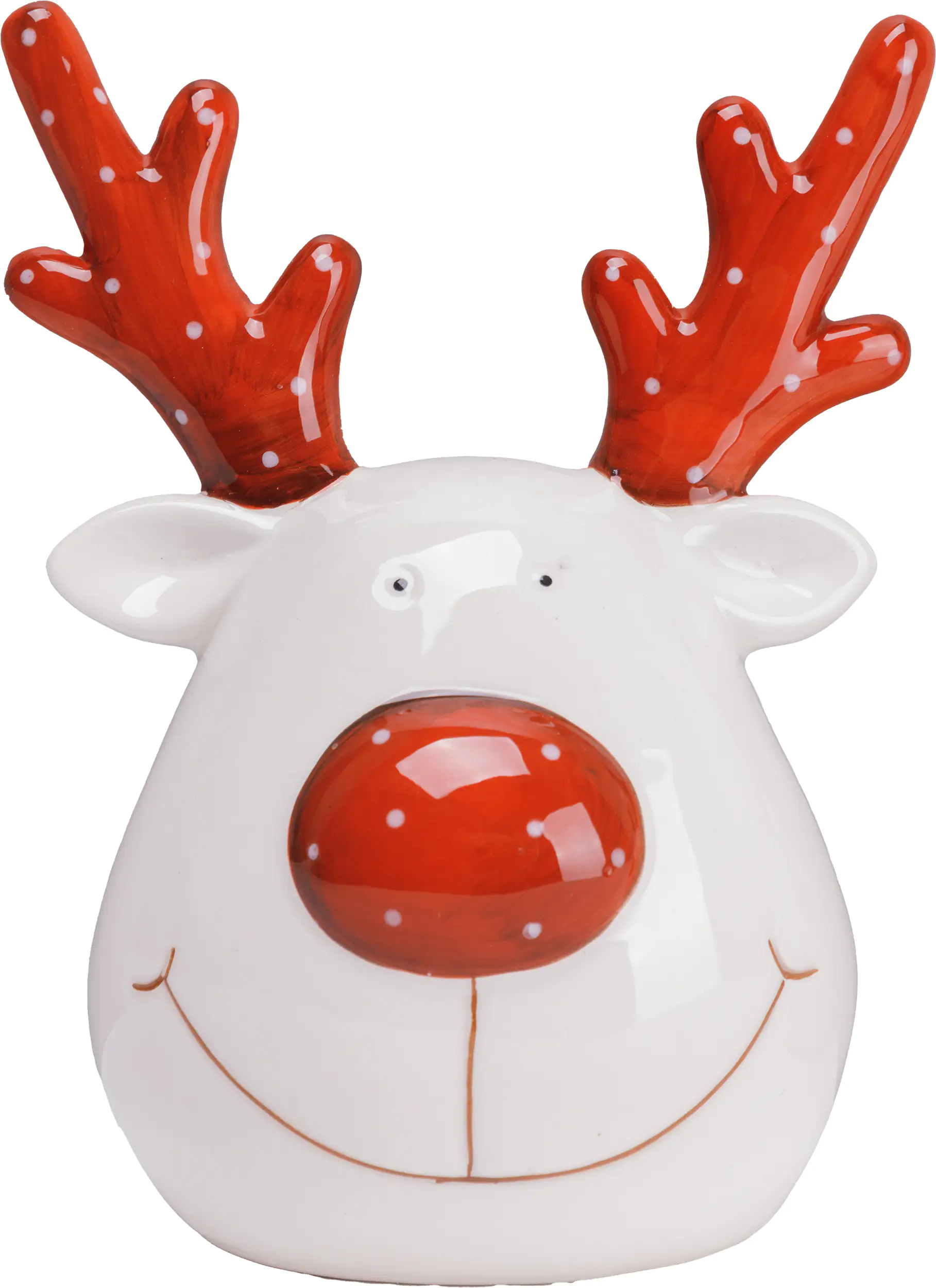 TrendLine Dekofigur Keramik Rentierkopf 15 x 11 cm weiß-rot TrendLine Dekofigur Keramik Rentierkopf 15 x 11 cm weiß-rot
