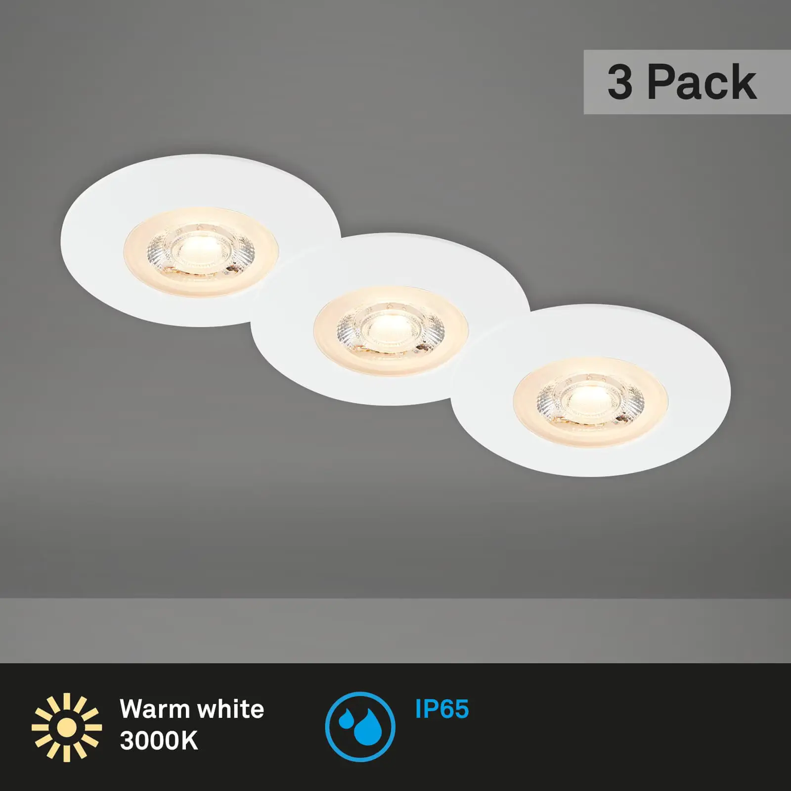 Di-Ka LED Einbauleuchte Kulana 3er Set weiß-matt Ø 9 cm 4,9W, warmweiß