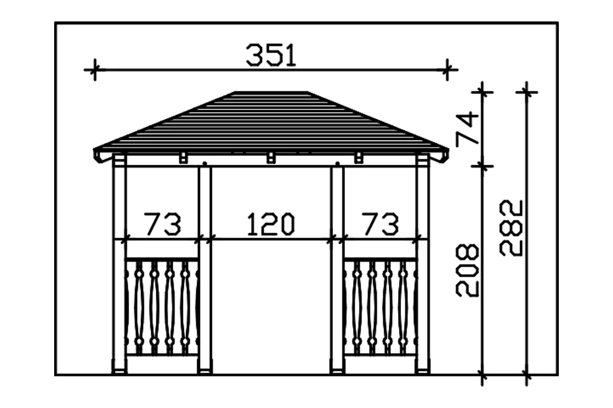 SKAN HOLZ Vordach Wismar Typ 8 351 x 187 cm, lasiert in Weiß