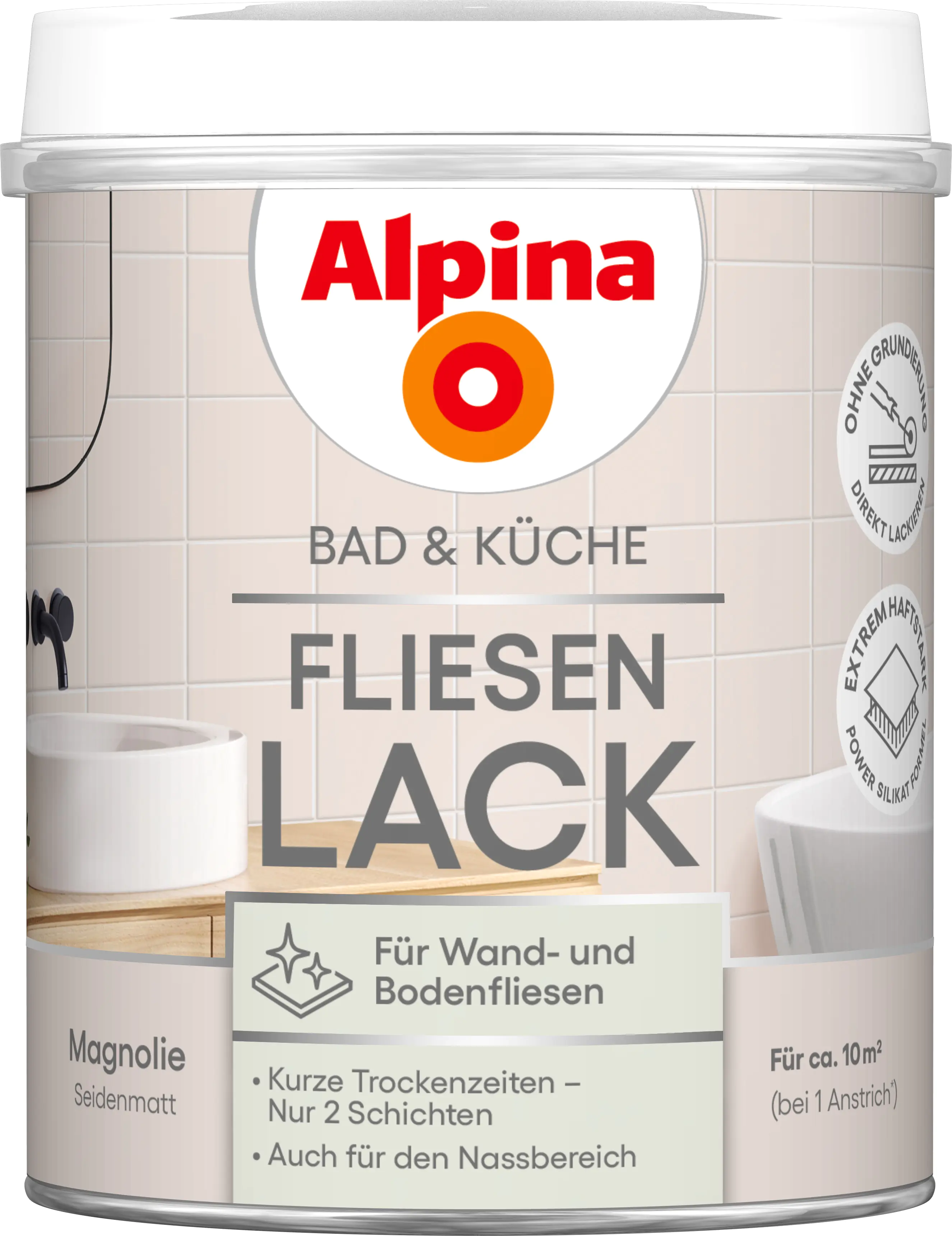 Alpina Fliesenlack Bad & Küche 2K Magnolie 750 ml Alpina Fliesenlack Bad & Küche 2K Magnolie 750 ml