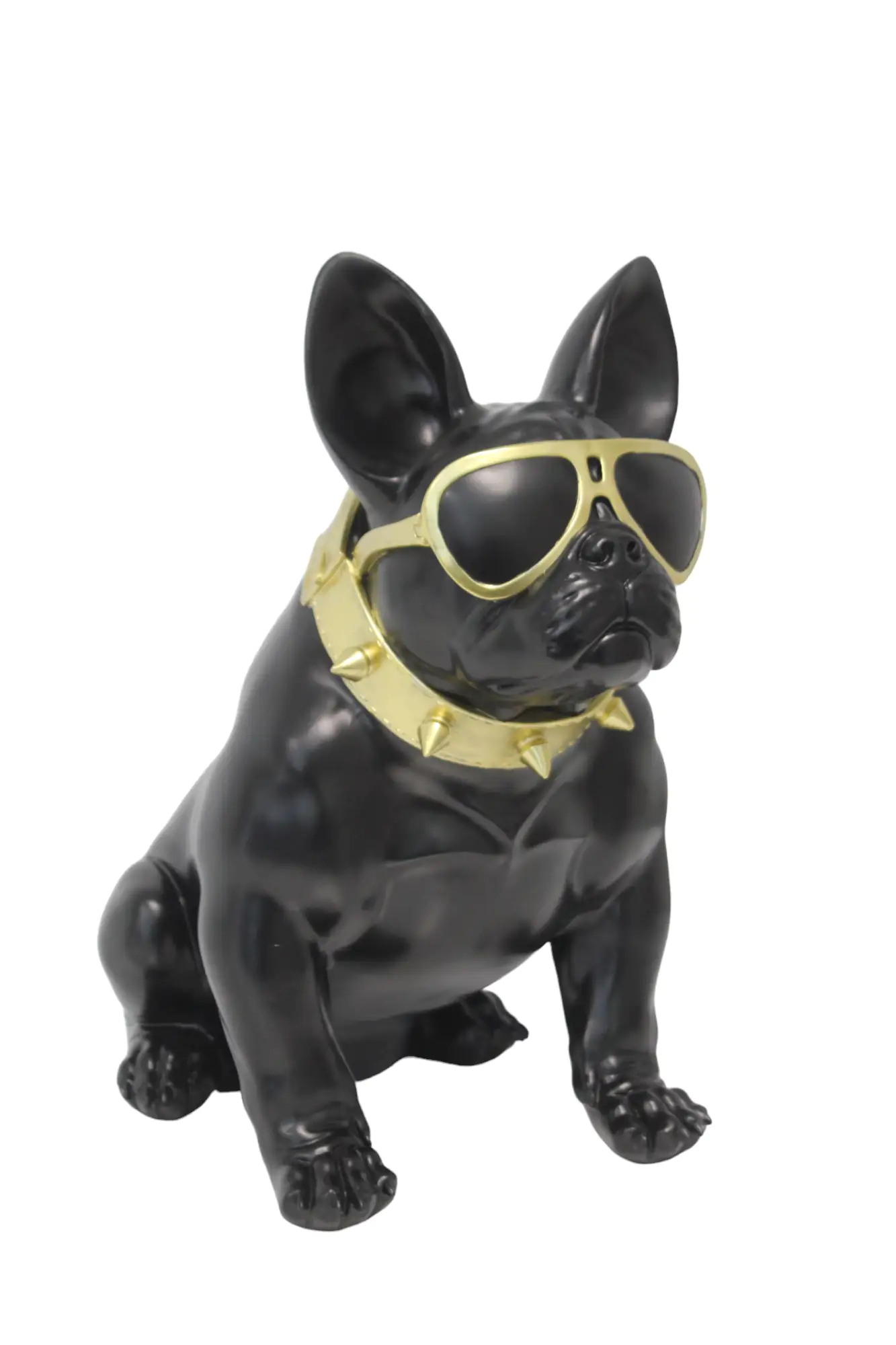 Figur Bulldogge mit Brille mittel, Polyresin 45 x 25 x 43 cm schwarz
