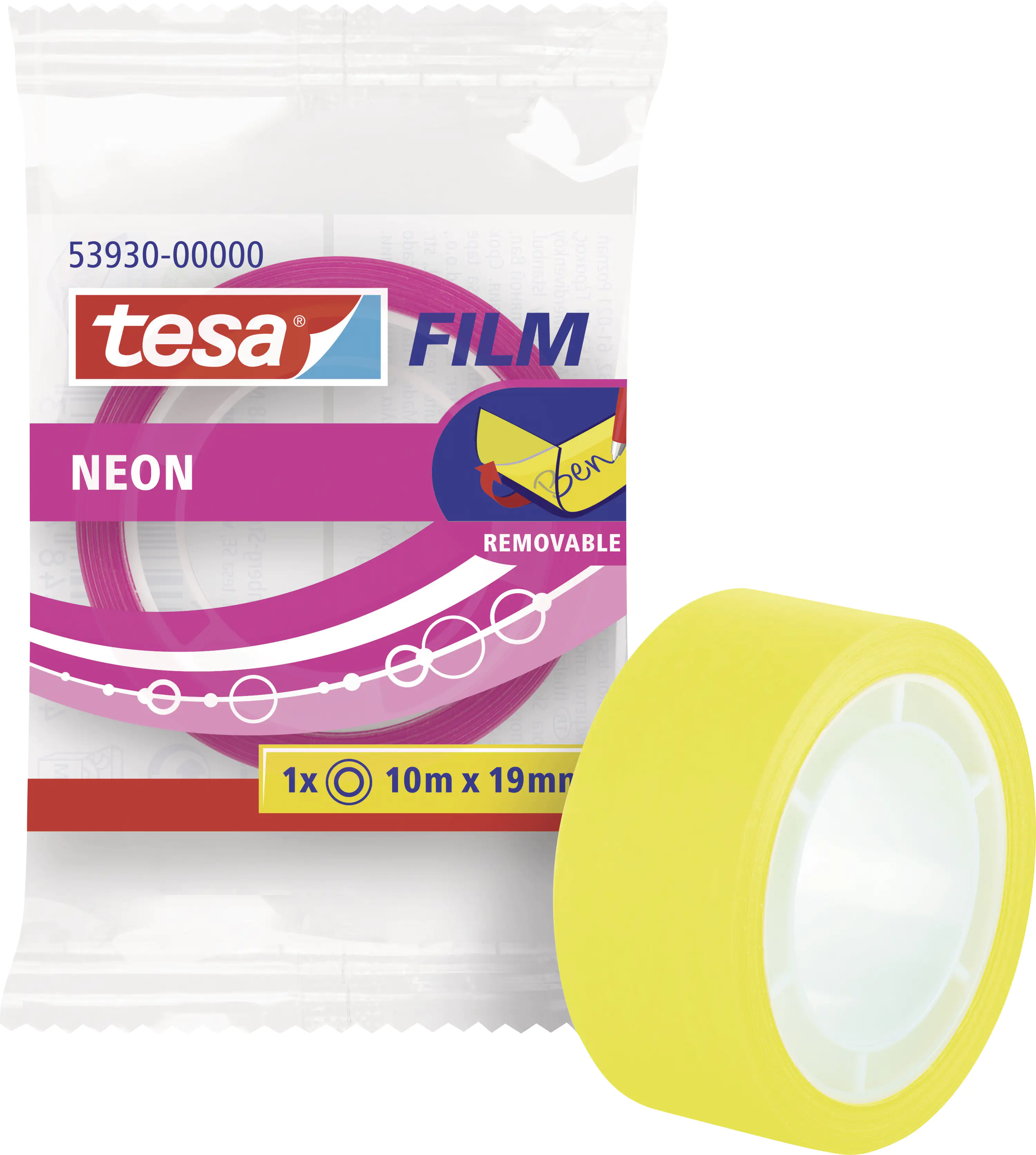 Tesa Klebefilm neon pink / gelb 10 m x 19 mm