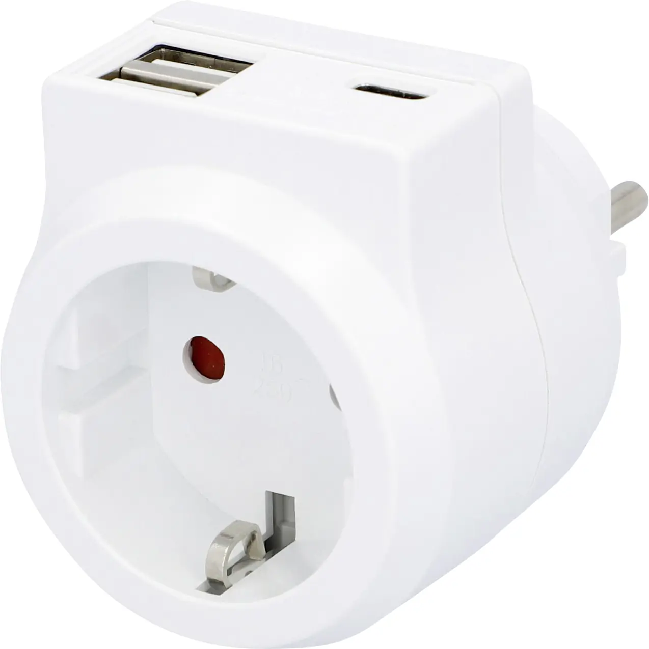 EVB Steckdosenadapter Zwischenstecker, USB A + C, weiß