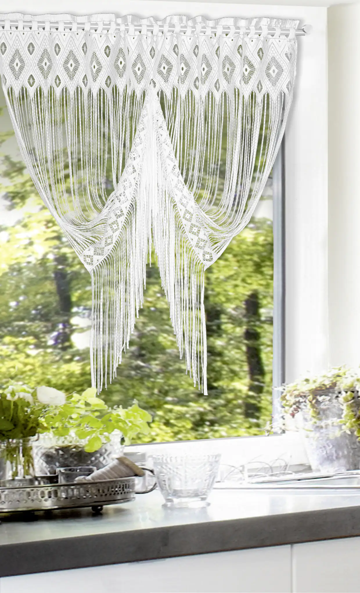 Neusser Collection Fadenstore Schwalbenschwanz weiß, 125 x 120 cm