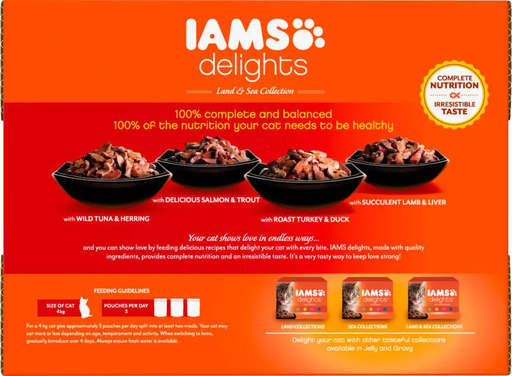 Iams Delights Katzennassfutter Land & See Collection in Gelee 12 x 85 g