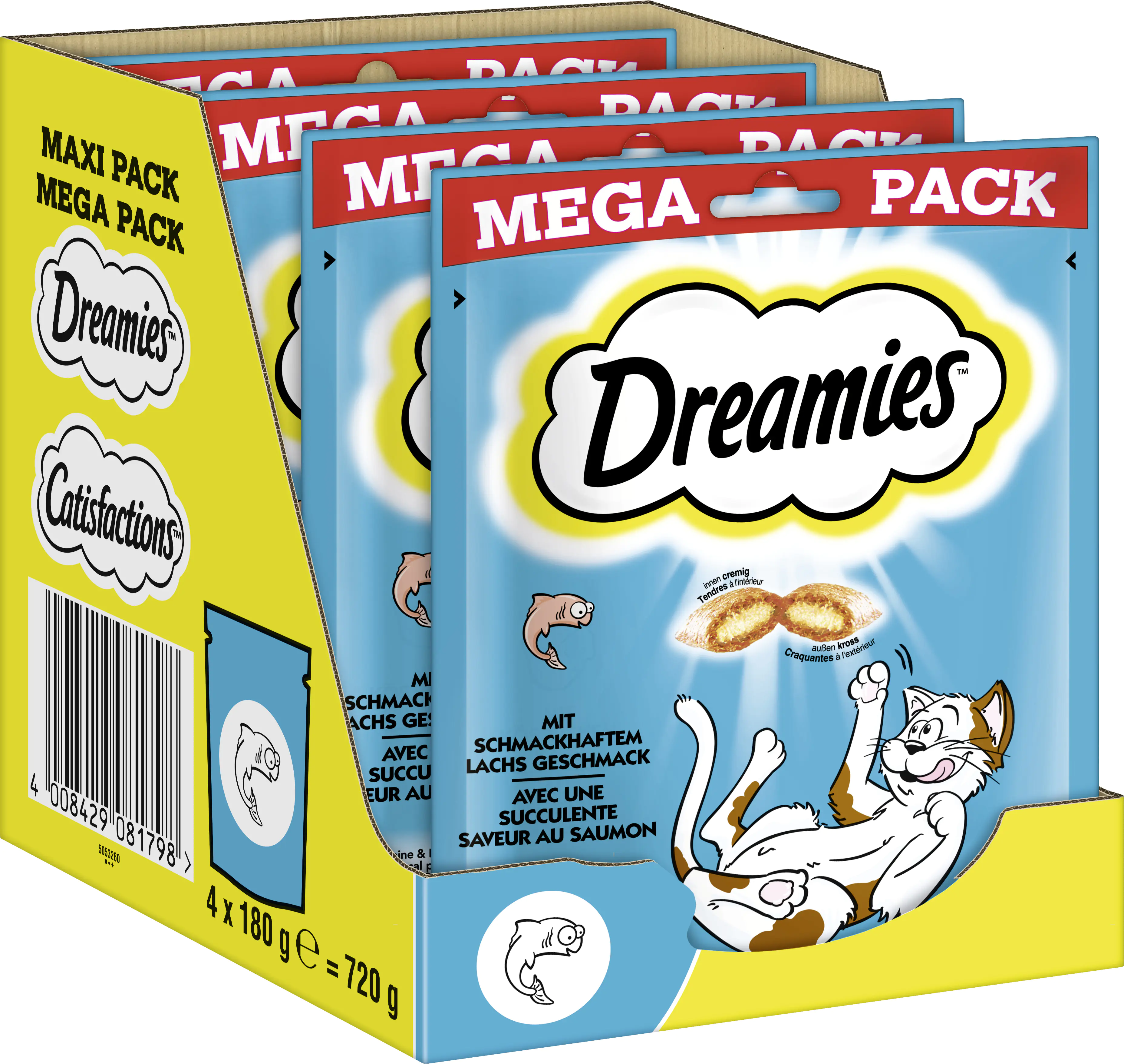 DREAMIES Katzensnack mit Lachs 180 g Mega Pack