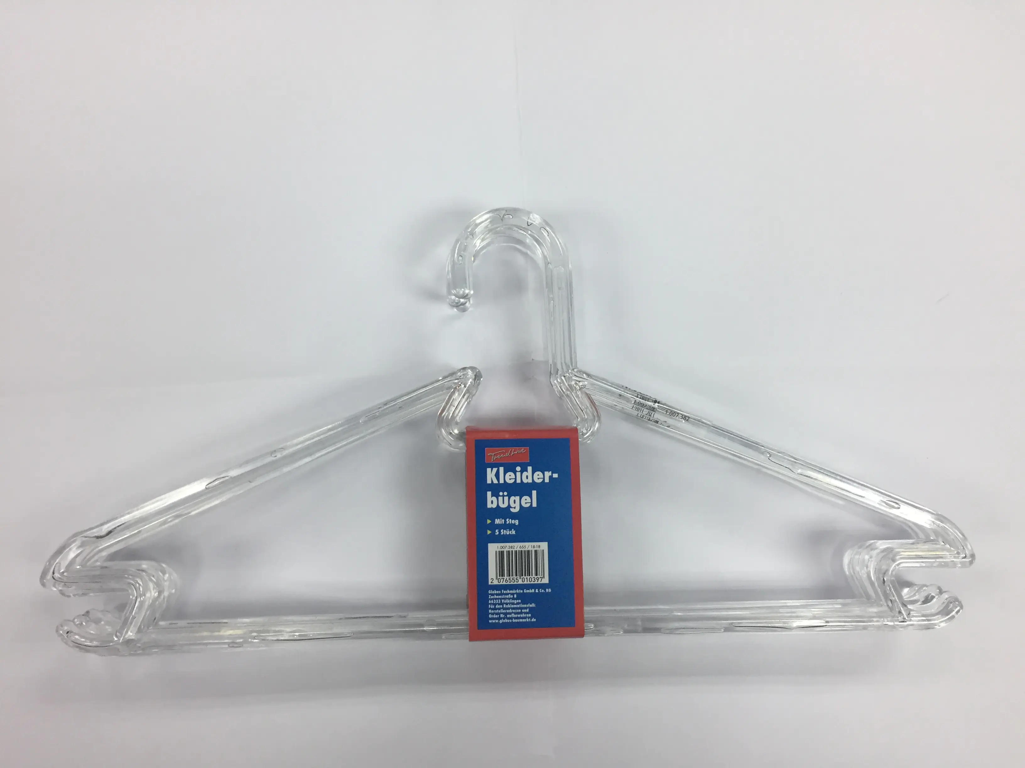 TrendLine Kleiderbügel mit Steg 5er Pack transparent