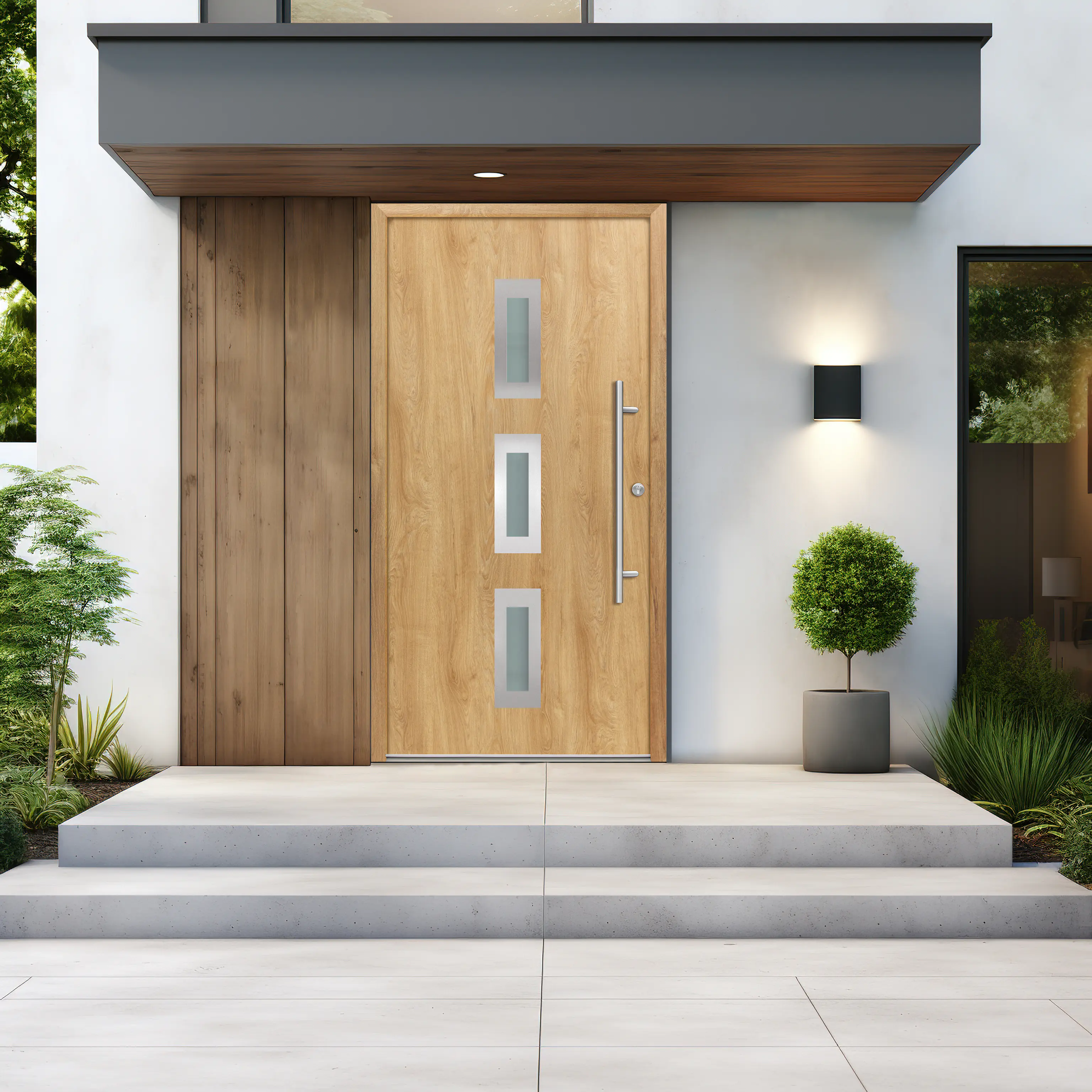 Splendoor Haustür Passivedoor Premium B02 Eiche Natur DIN Rechts 100 x 210 cm