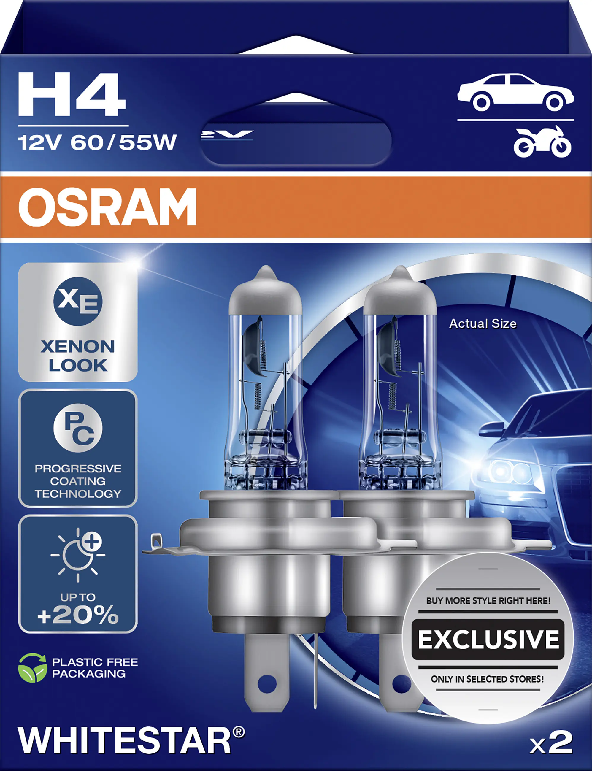 Osram Scheinwerferlampe H4 Whitestar 2.0 2 Stück