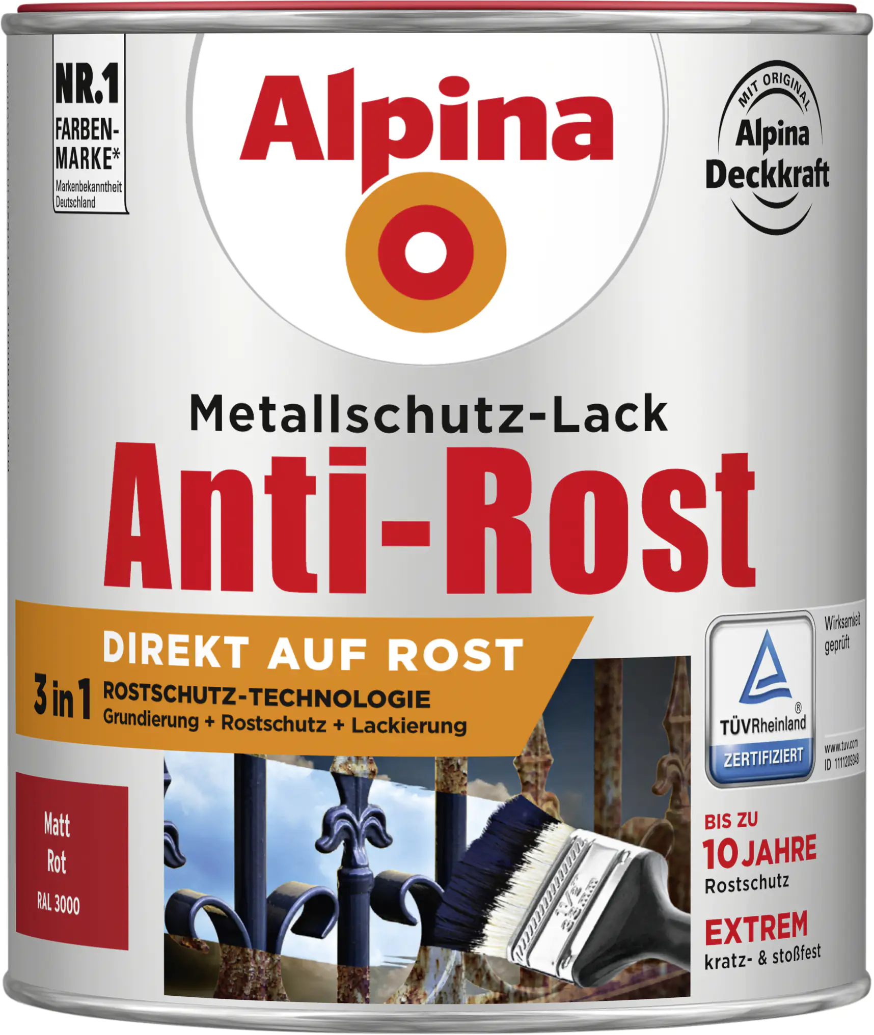 Alpina Metallschutz-Lack Anti-Rost 750 ml rot matt Alpina Metallschutz-Lack Anti-Rost 750 ml rot matt
