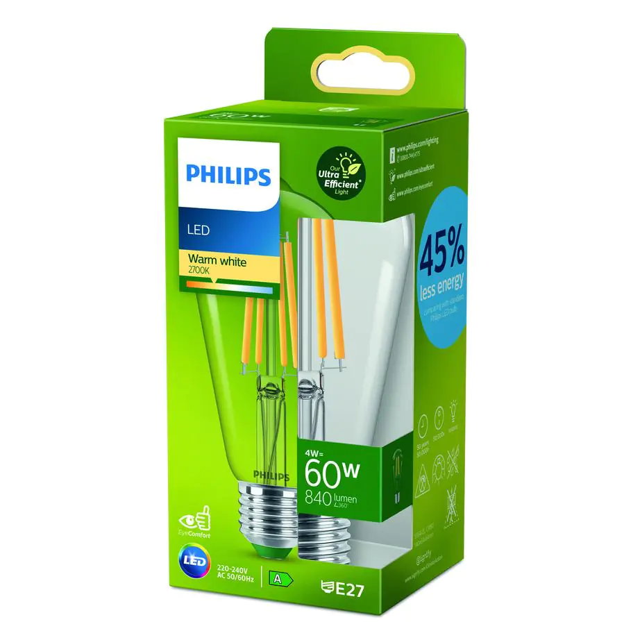 Philips LED-Leuchtmittel Filament ST64 E27 4W warmweiß klar Philips LED-Leuchtmittel Filament ST64 E27 4W warmweiß klar