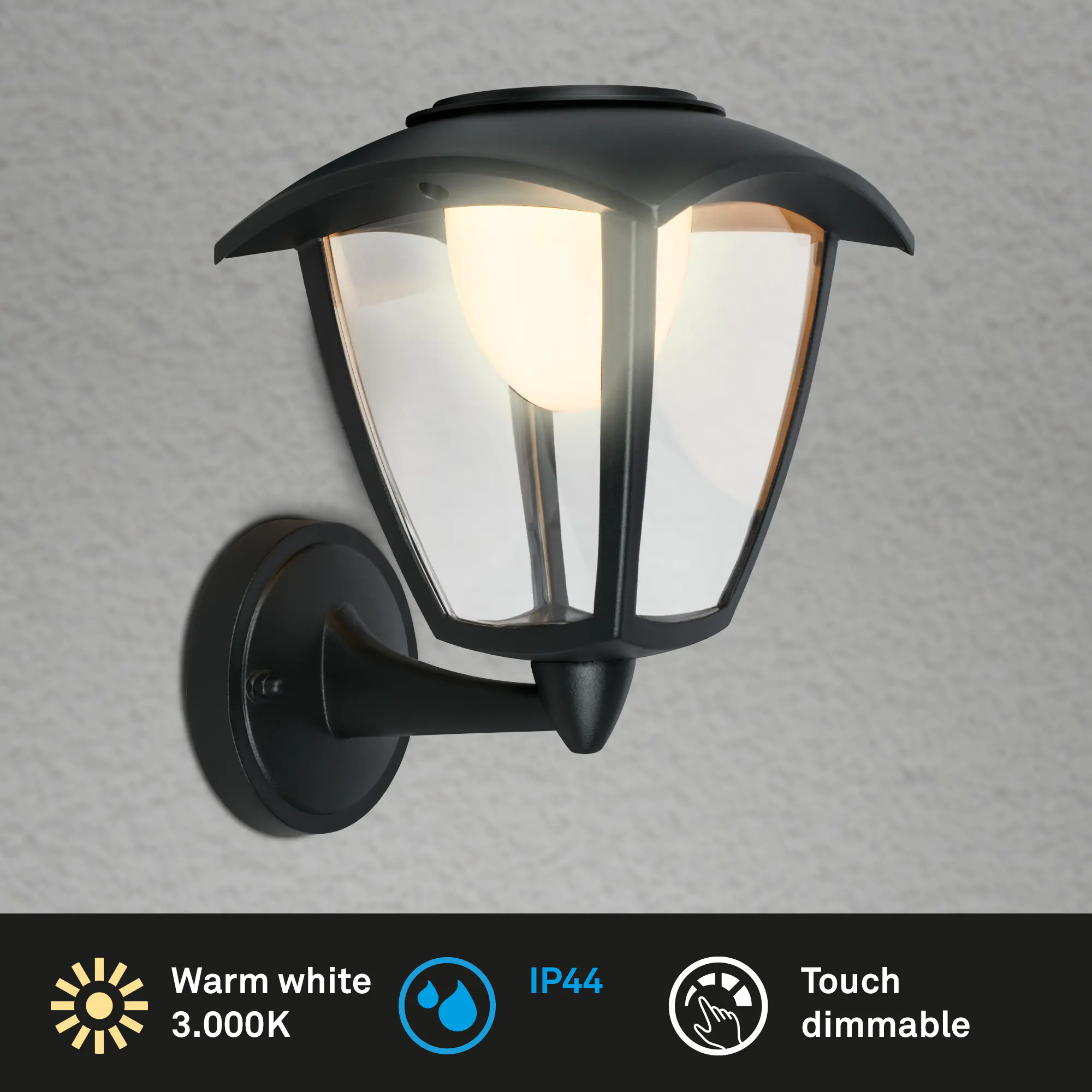 Briloner LED Akku-Außenwandleuchte Touch 4W schwarz dimmbar Briloner LED Akku-Außenwandleuchte Touch 4W schwarz dimmbar