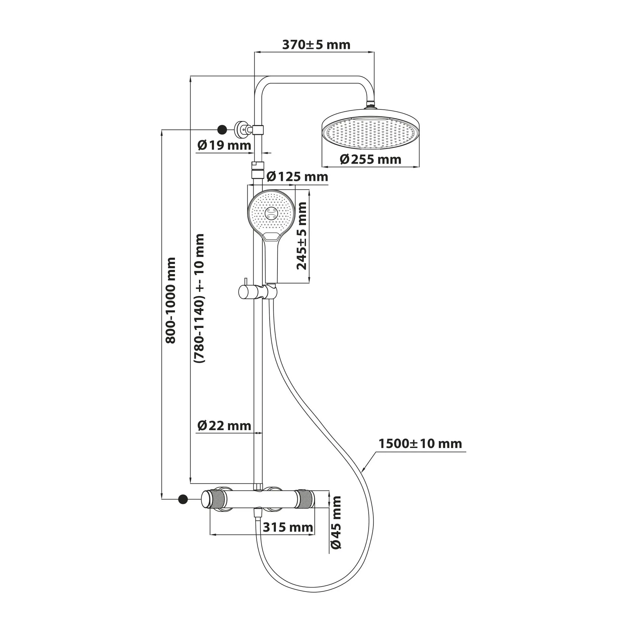 Schöner Wohnen Duschsystem mit Thermostat Glaia Wassersparend chrom