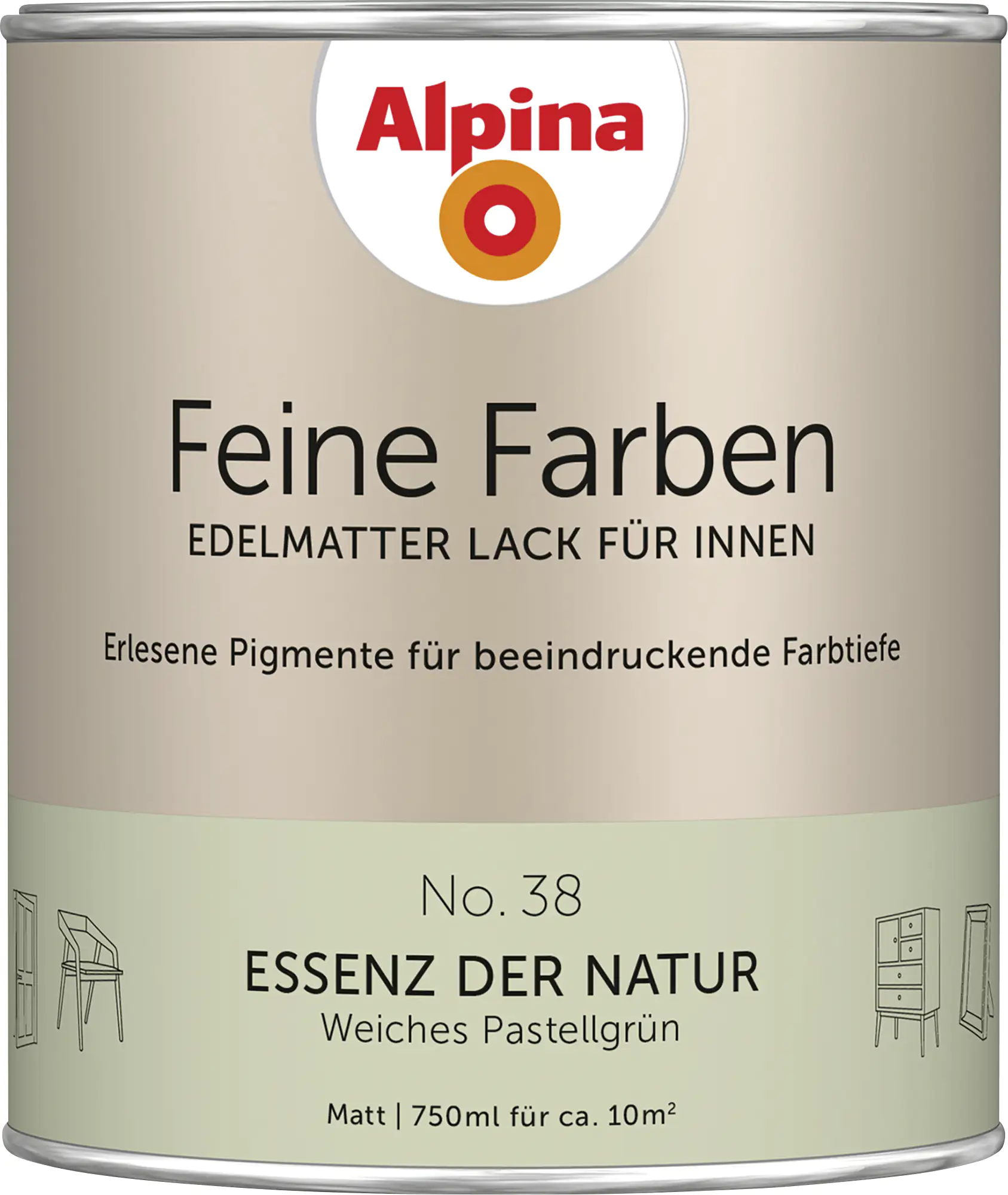 Alpina Feine Farben Lack No. 38 Essenz der Natur  pastellgrün edelmatt 750 ml Alpina Feine Farben Lack No. 38 Essenz der Natur  pastellgrün edelmatt 750 ml