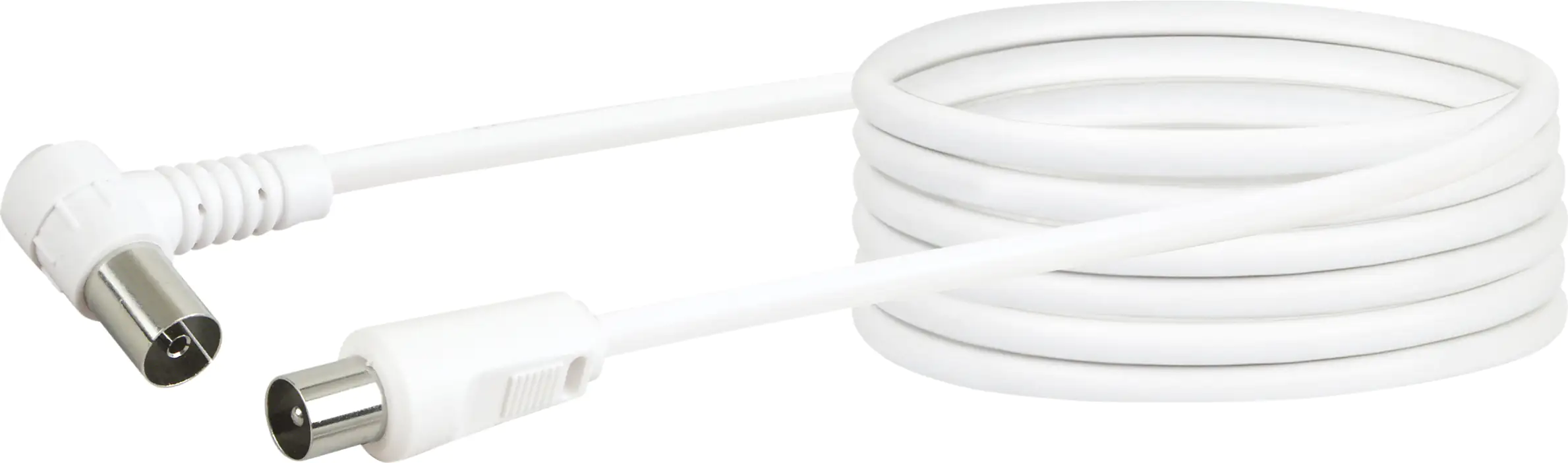 Schwaiger Antennen Anschlusskabel KVKW100 532 (75dB) weiß, 10,0m, 90° gewinkelt, 1x IEC Stecker / 1x Schwaiger Antennen Anschlusskabel KVKW100 532 (75dB) weiß, 10,0m, 90° gewinkelt, 1x IEC Stecker / 1x