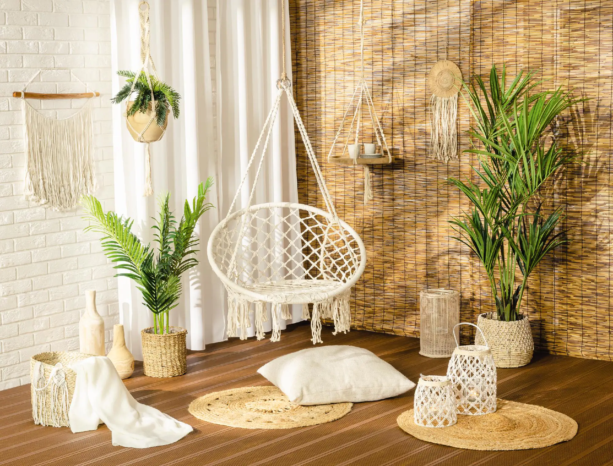 Hängesessel Boho creme mit Fransen