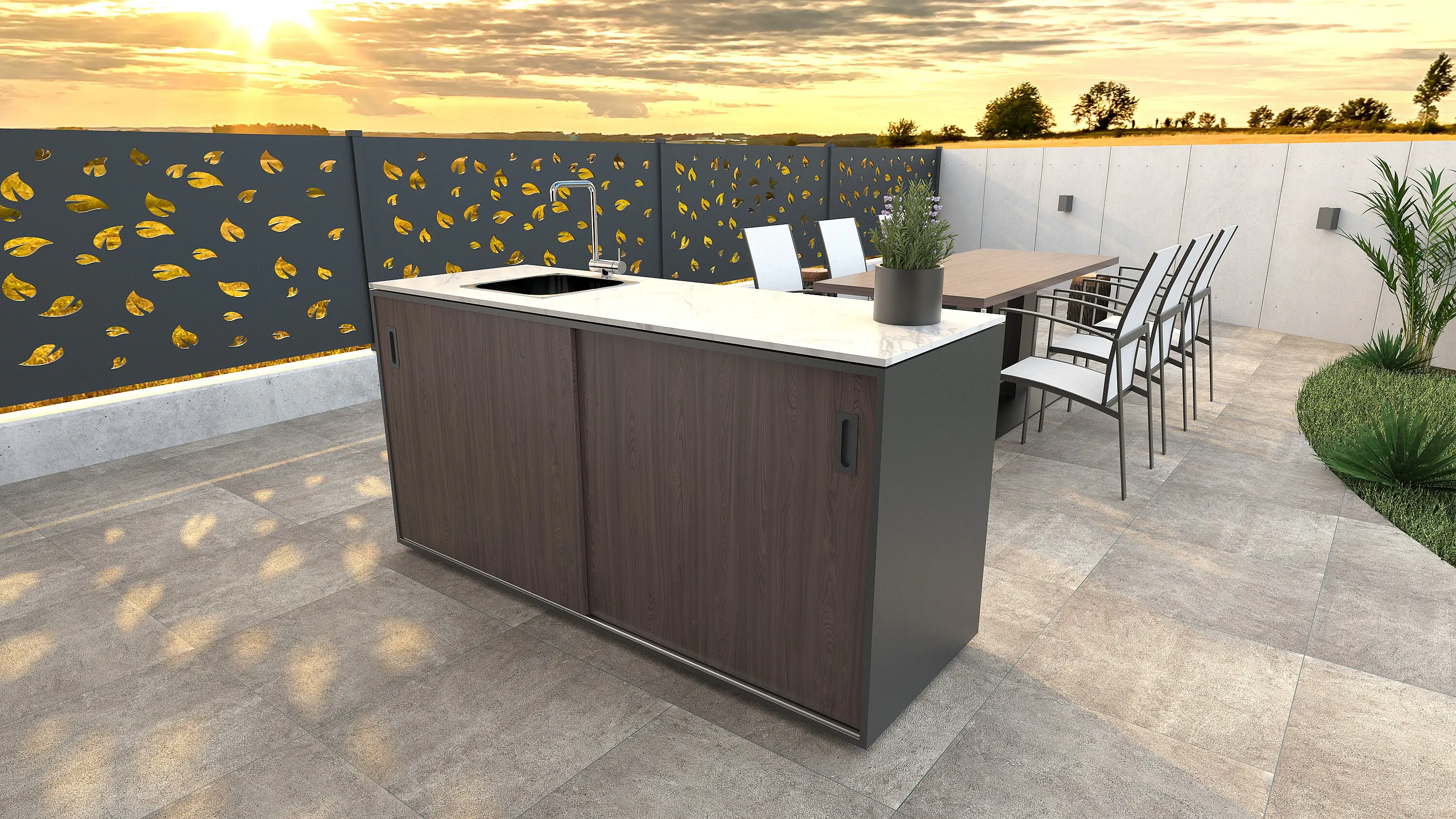 Bellano Living Element für Outdoorküchen inkl. Spüle links und 2 Türen walnuss Bellano Living Element für Outdoorküchen inkl. Spüle links und 2 Türen walnuss