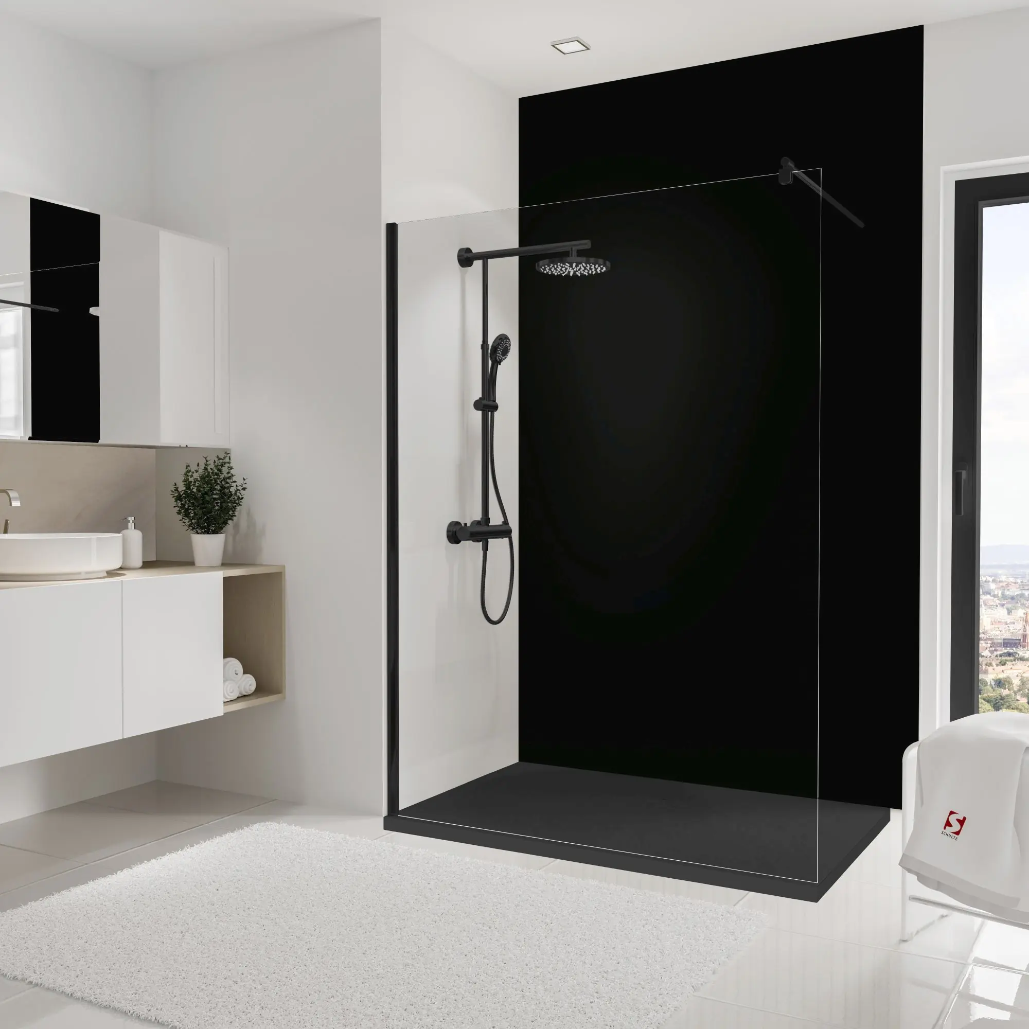 Schulte Duschrückwand DecoDesign Softtouch 150 x 255 cm mattschwarz