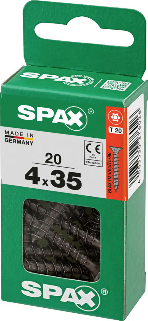 Spax Universalschrauben 4 x 35 mm T20 Vollgewinde - 20 Stk.  Spax Universalschrauben 4 x 35 mm T20 Vollgewinde - 20 Stk.