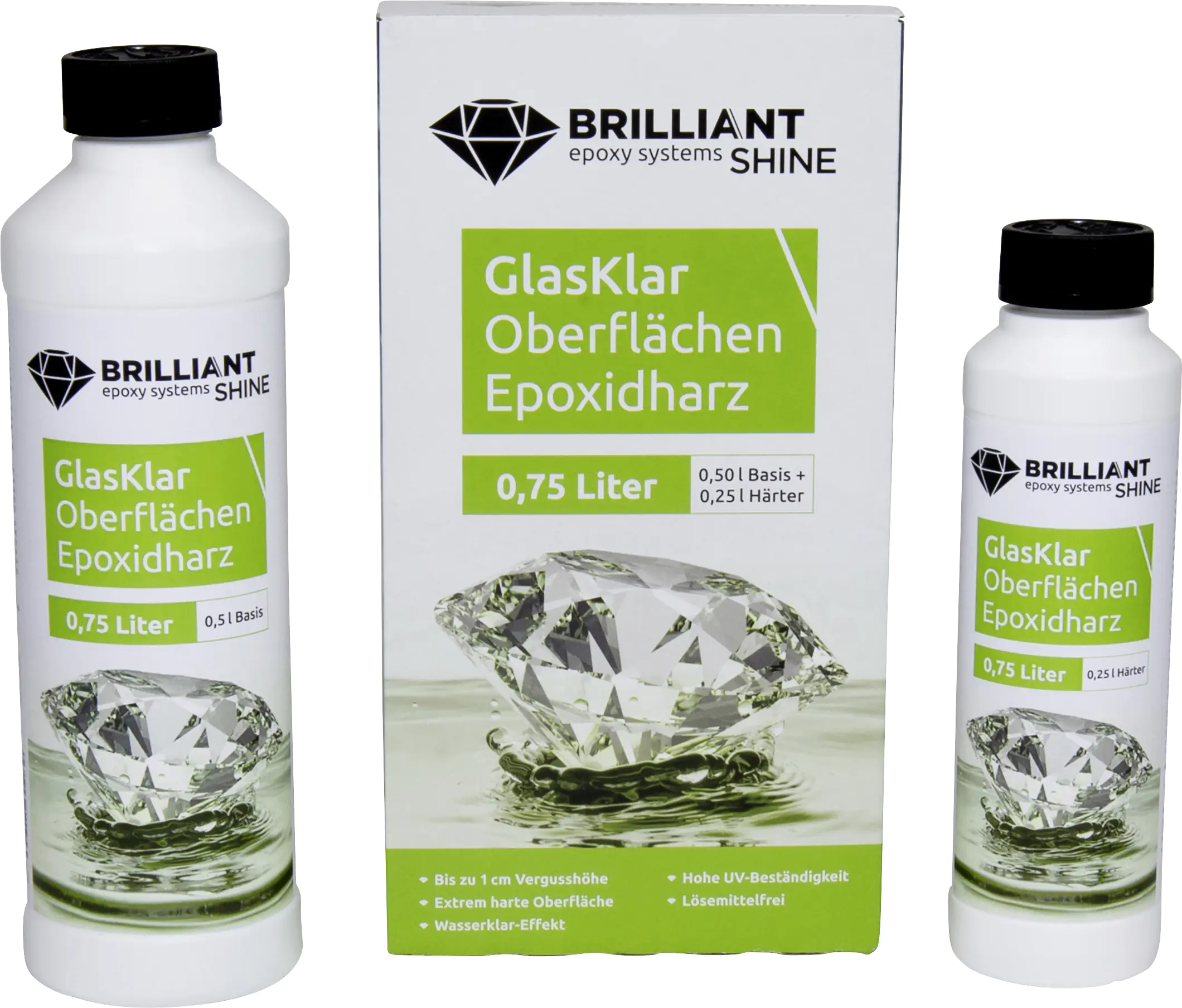 Brilliant Shine Oberflächen Epoxidharz Glasklar Epoxid A+B, 0,75L Brilliant Shine Oberflächen Epoxidharz Glasklar Epoxid A+B, 0,75L