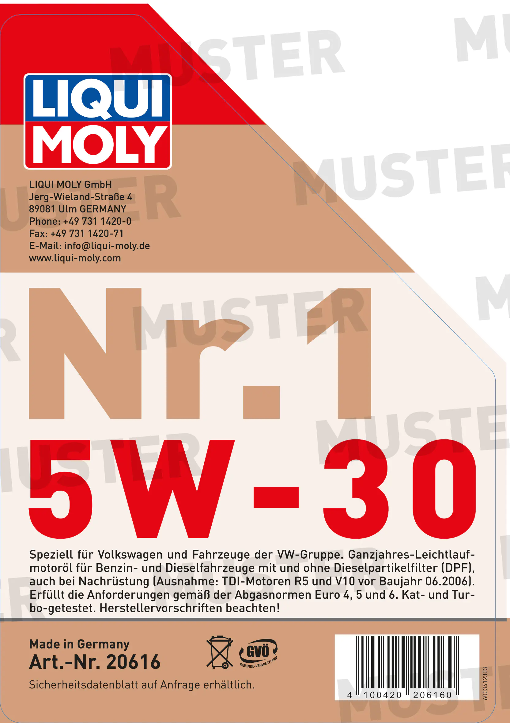 Liqui Moly Motoröl Nr.1 Longlife III 5W-30 5 L Liqui Moly Motoröl Nr.1 Longlife III 5W-30 5 L