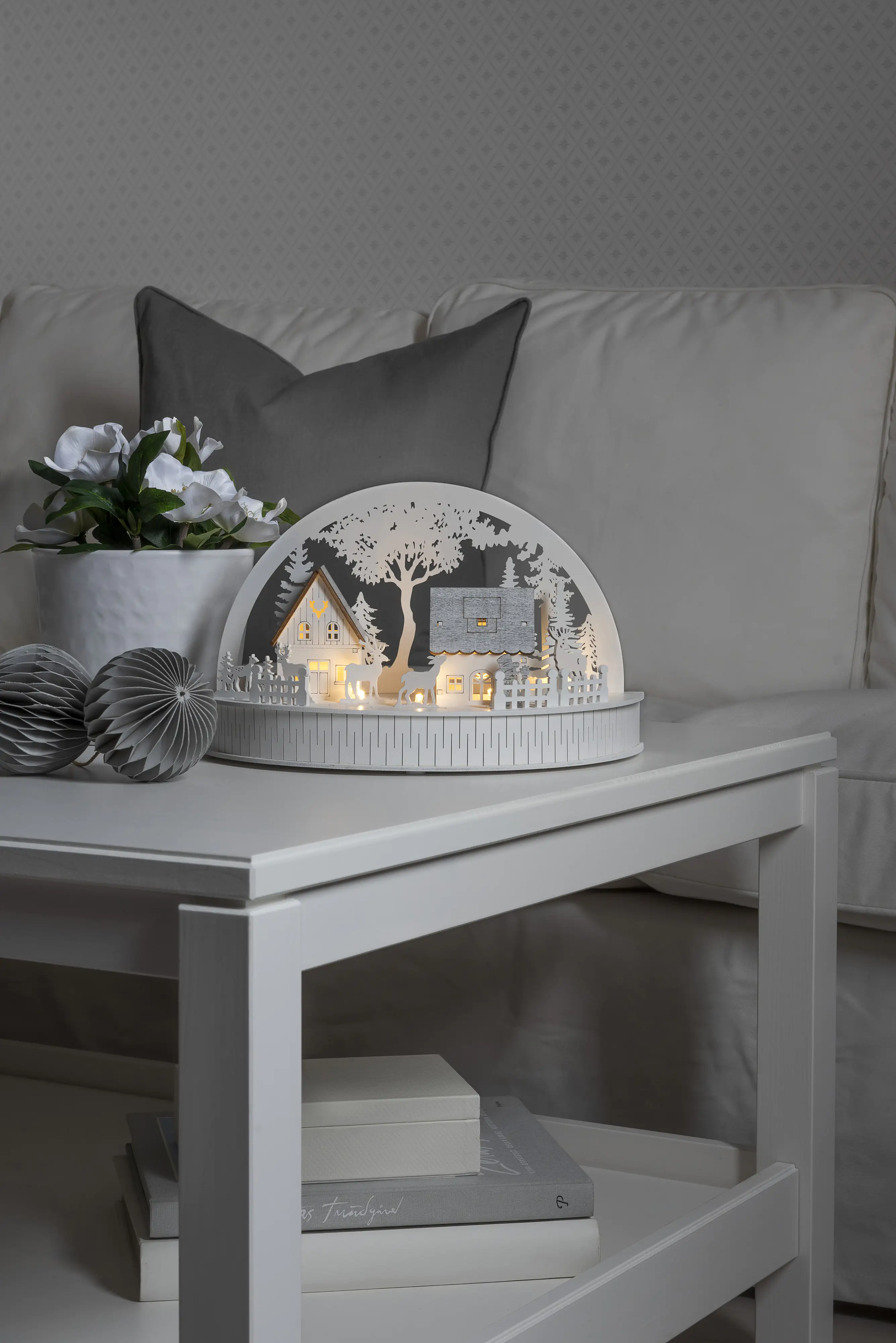 Konstsmide LED Holzsilhouette Häuser 30cmx15cmx18cm, Batterie