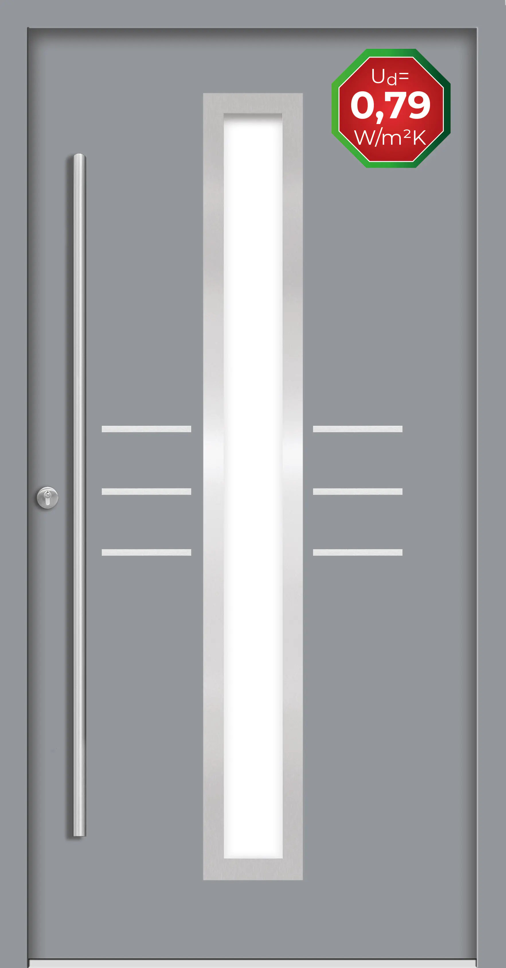 Splendoor Haustür Passivedoor Premium B07 Grau DIN Links 100 x 210 cm
