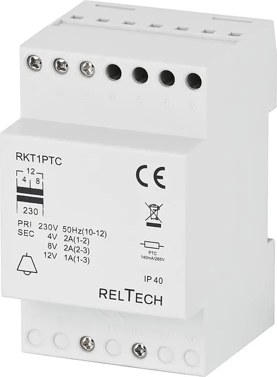 4260638738133 Klingeltrafo für Verteilereinbau, 4-8-12 V, 1,3 - 2 A