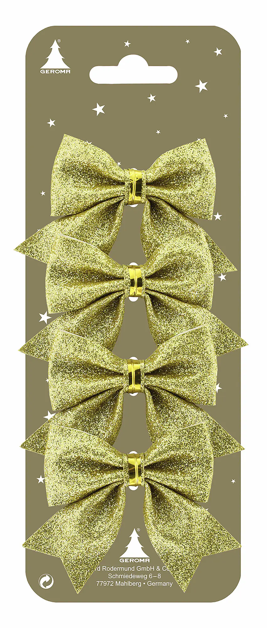 Weihnachtsanhänger Schleifen aus Kunststoff 7 cm gold 4 Stück