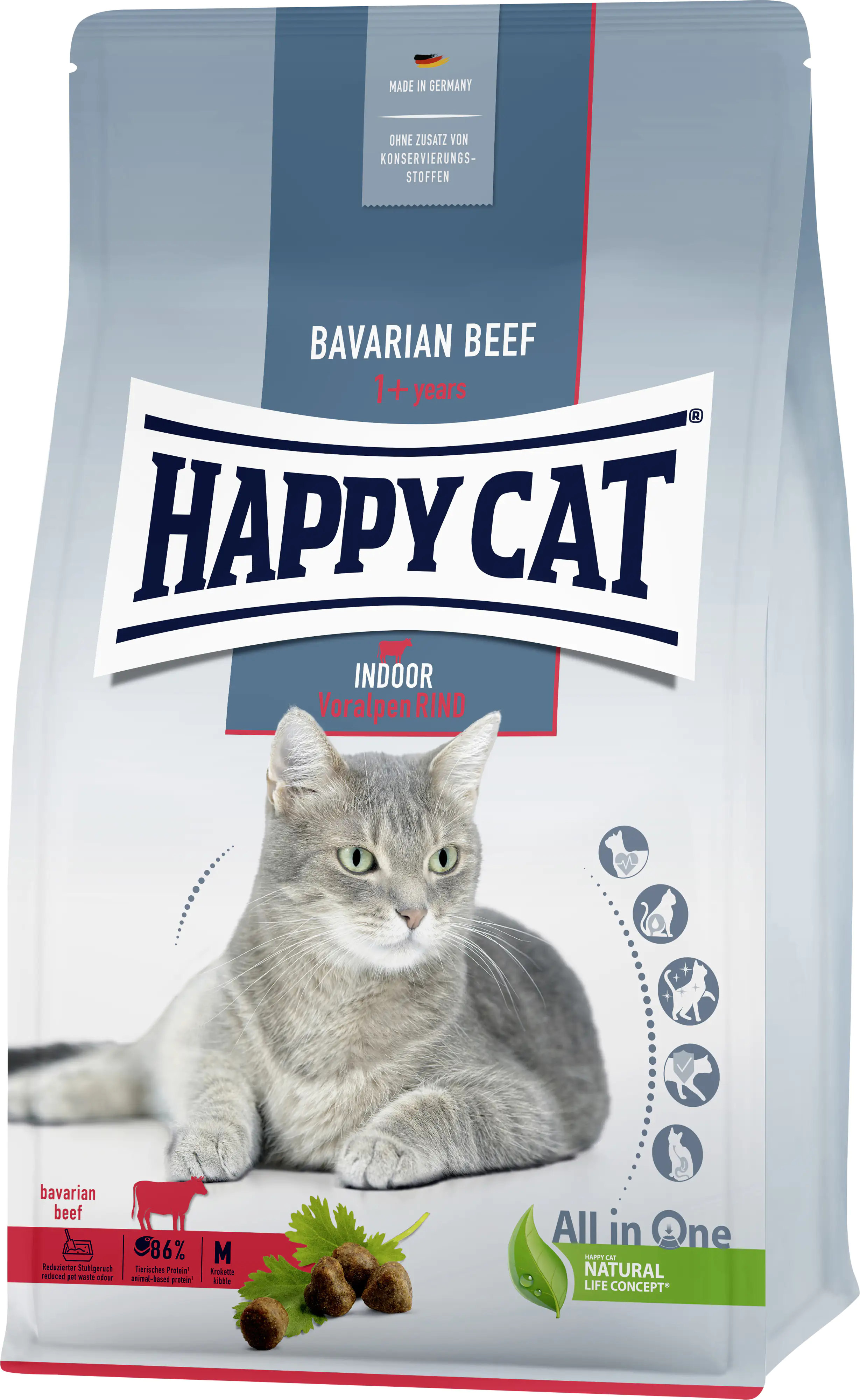 HappyCat Katzenfutter Indoor Voralpen Rind 1,3 kg