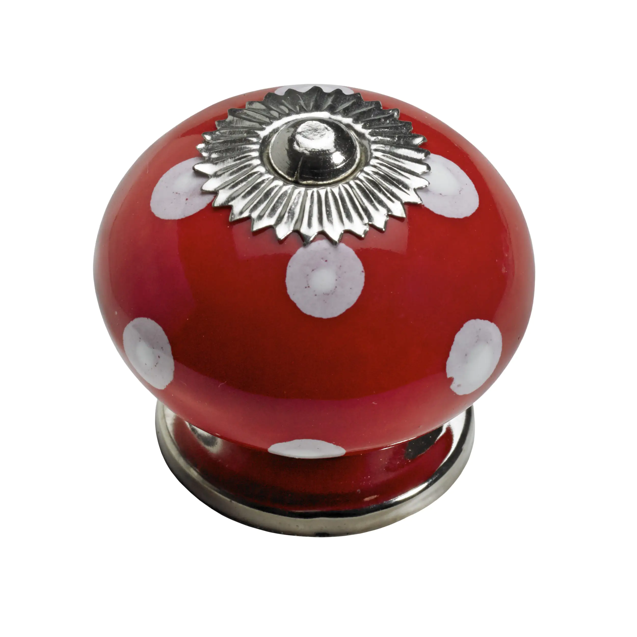 Hettich Möbelknopf Keramik rot mit weißen Punkten Ø 40,0 mm - 1 Stück