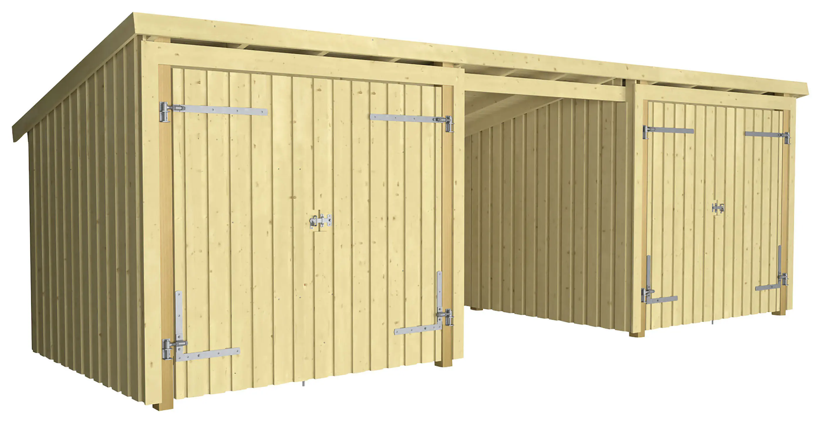 Plus Gartenhaus Nordic Multi 619 x 208 cm natur mit 2 Doppeltüren, offen