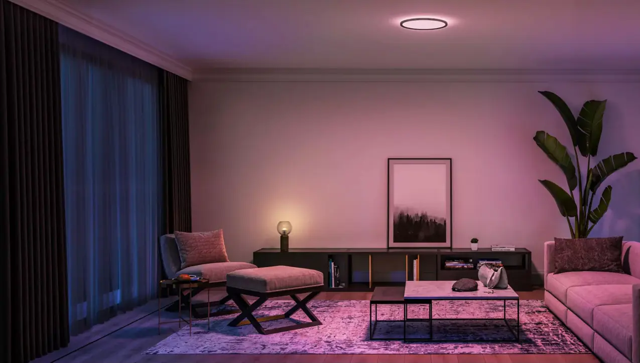 Philips Hue LED Deckenleuchte Tento + Bridge rund schwarz 43 x 3 cm RGB