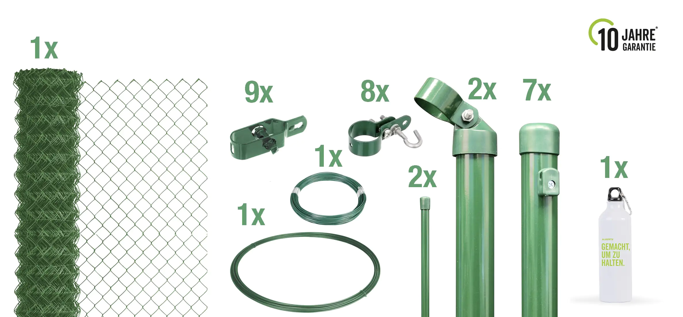 Alberts Komplettset Maschendrahtzaun 15 m 200 cm hoch grün