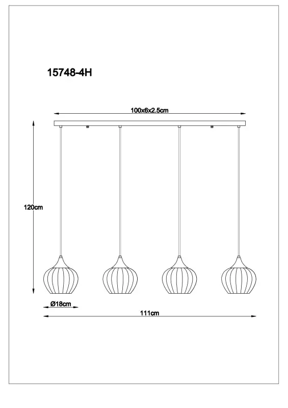 Globo Hängeleuchte Sander 111 x 120 cm bunt matt
