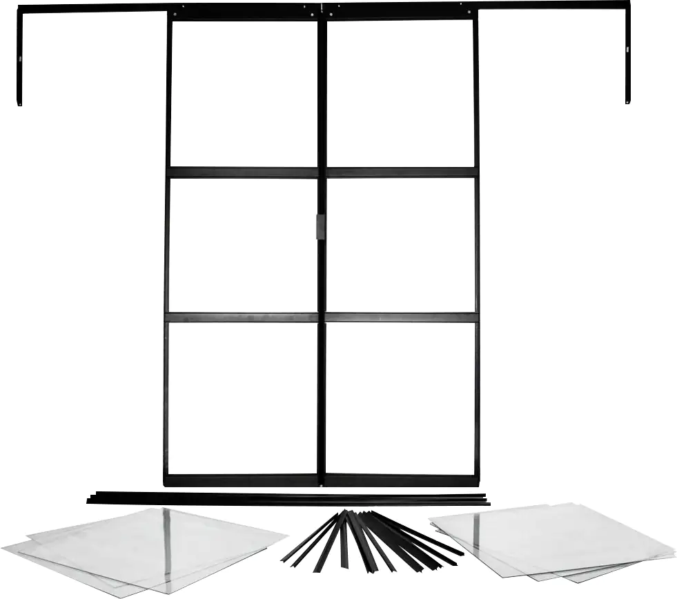 Vitavia Doppelschiebetür-Set Sirius schwarz 3 mm Sicherheitsglas