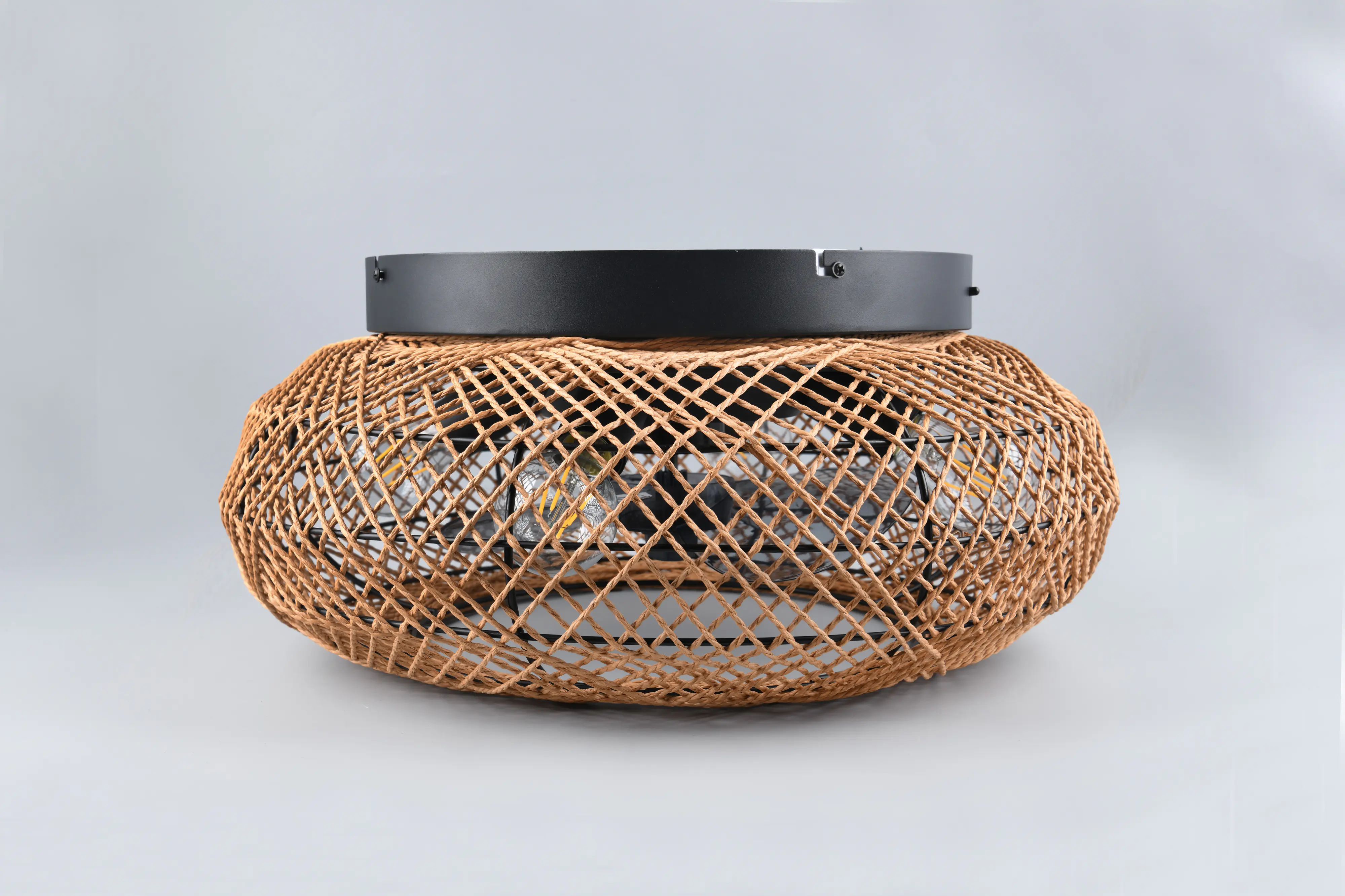 Trio Deckenleuchte Lillesand mit Ventilator Ø 50 x 21,5 cm braun/schwarz matt