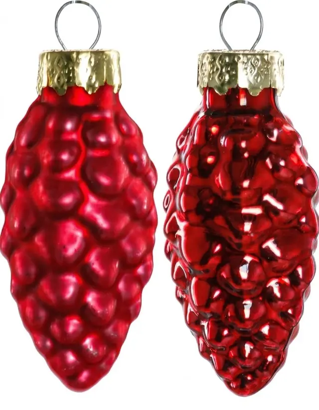 TrendLine Weihnachtskugeln Glas-Tannenzapfen 6 cm rot 12 Stück