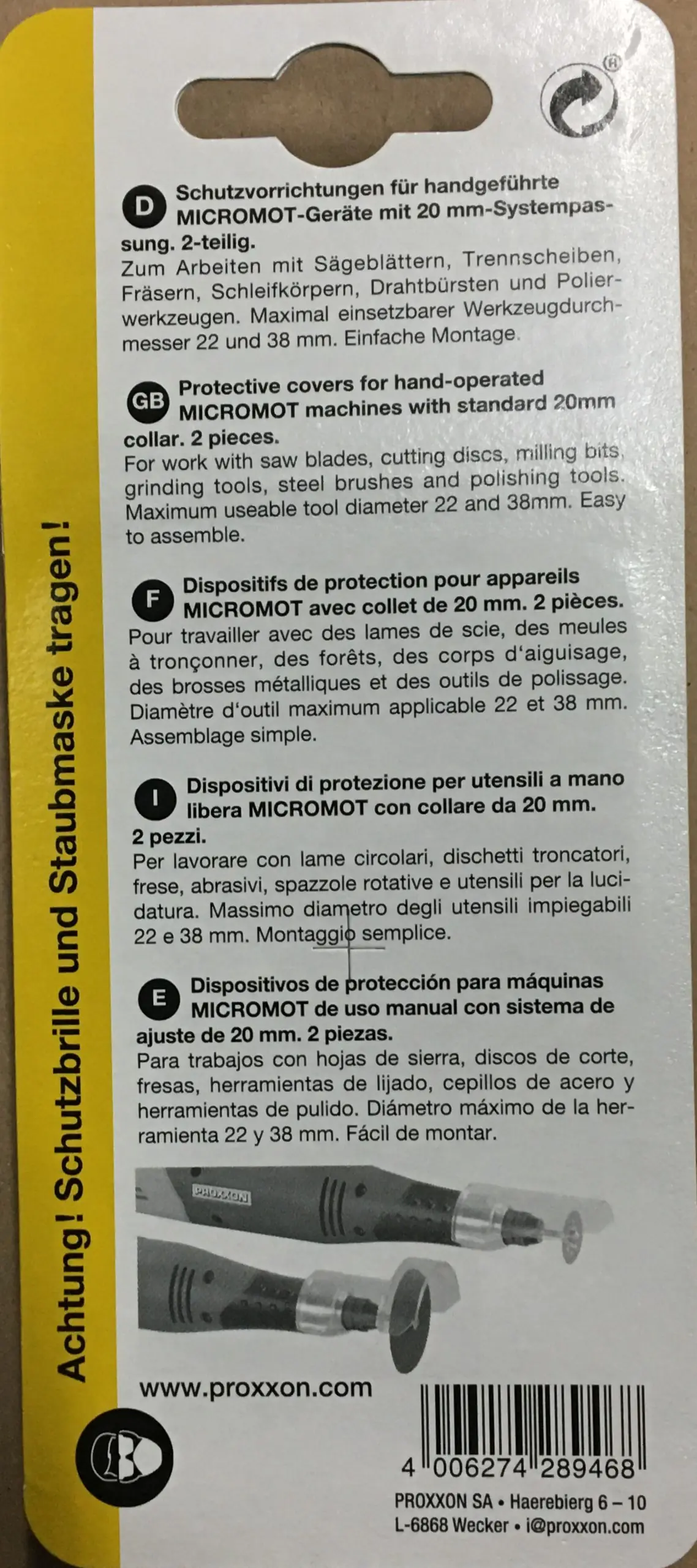 Proxxon Schutzvorrichtung für handgeführte MICROMOT-Geräte Ø 22 mm & Ø 38 mm