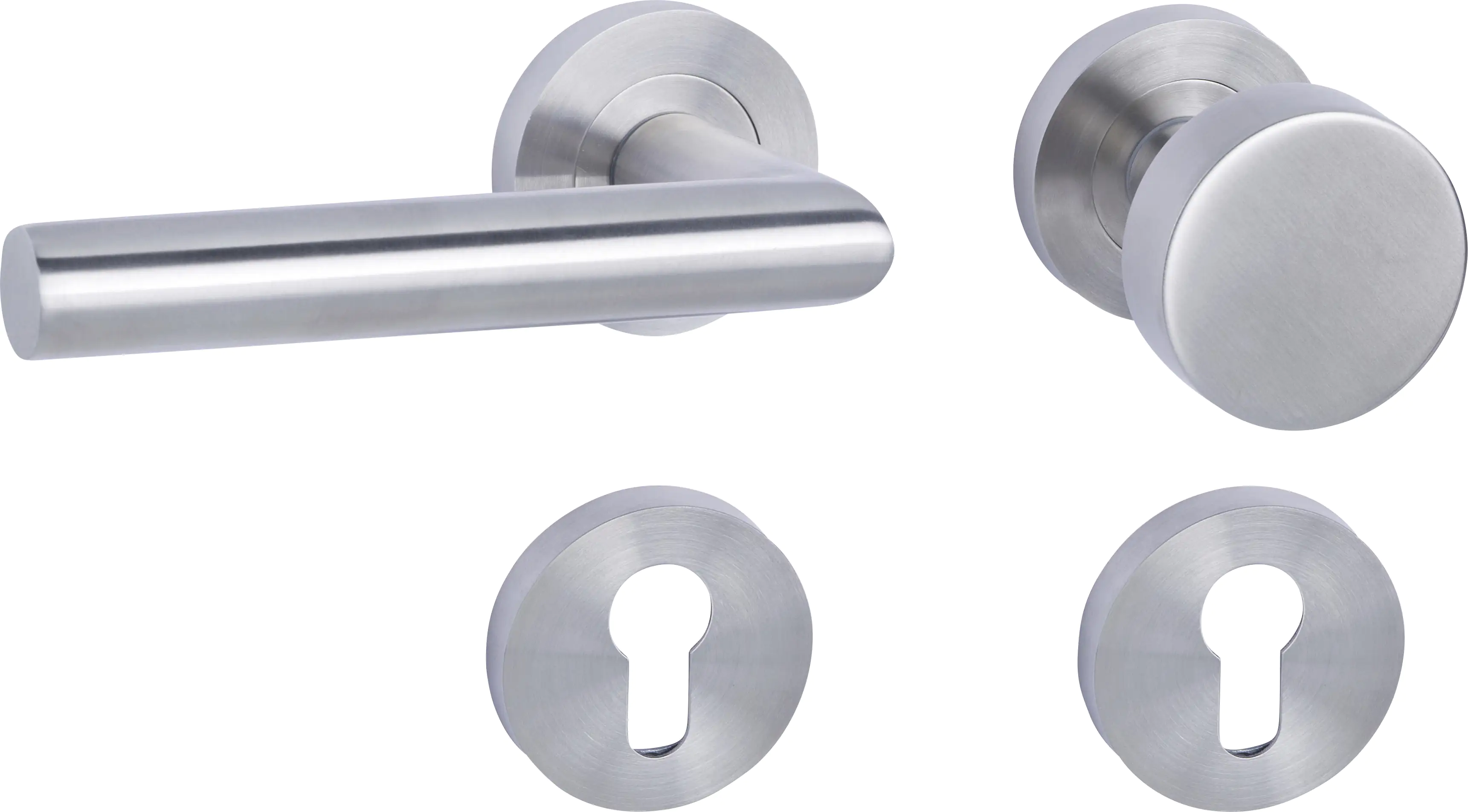 Alpertec PZ-Rosettengarnitur Solid 10 rechts Edelstahl silber rund