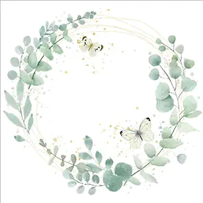 Servietten Blätter und Schmetterlinge weiß 33 x 33 cm 20 Stück