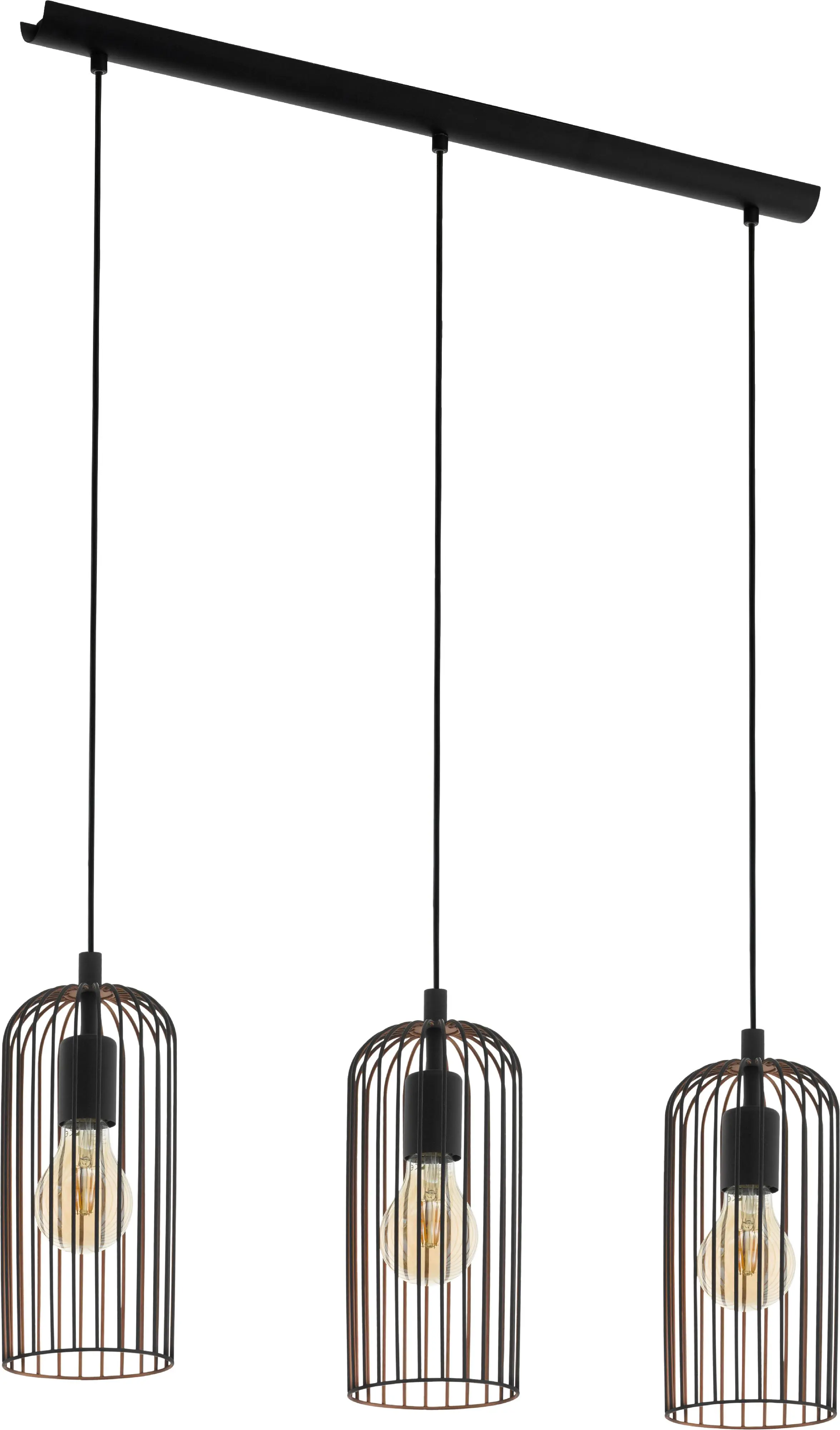 Eglo 3er Pendelleuchte Roccamena schwarz-kupfer 73 x 13 cm E27